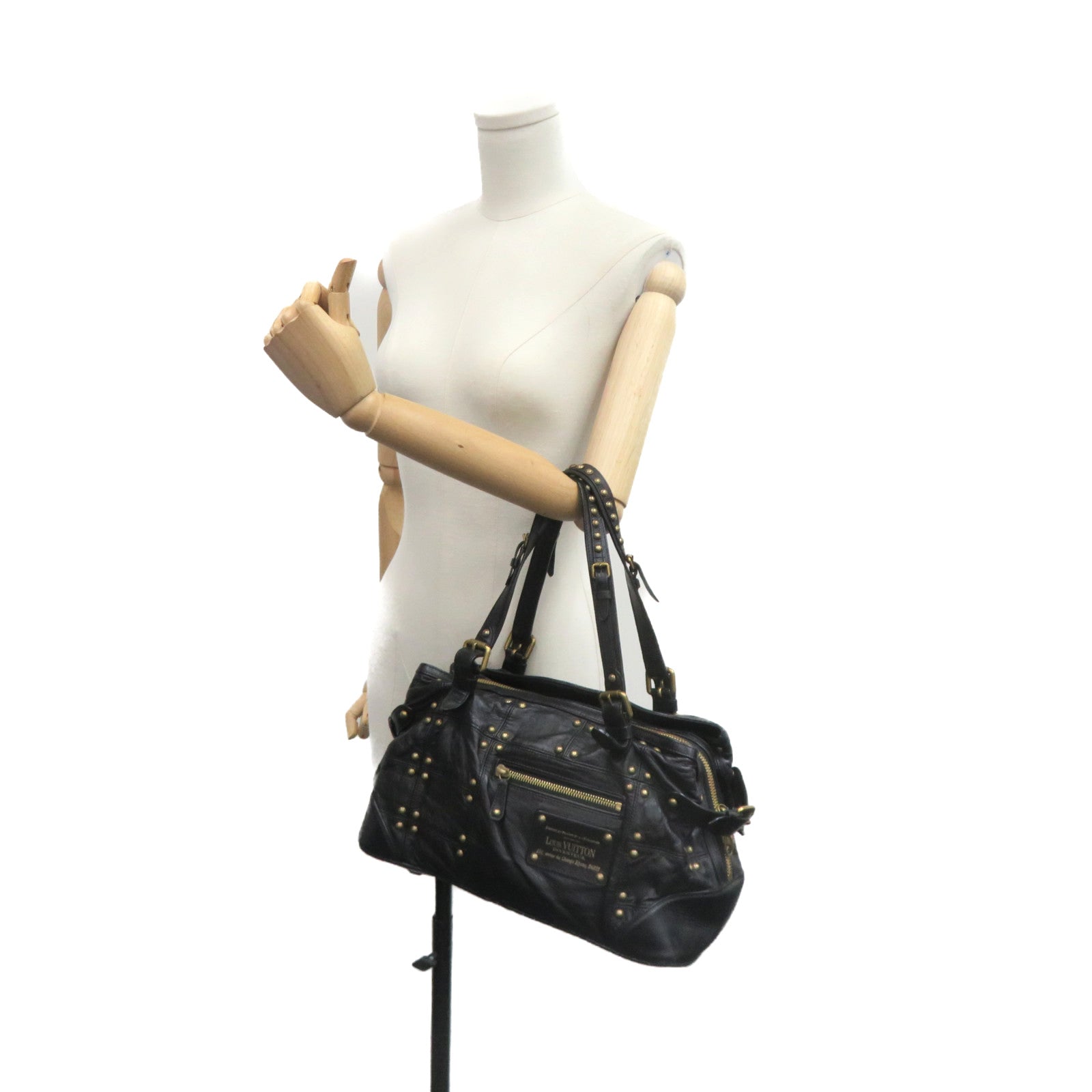 LOUIS VUITTON 牛皮皮革Riveting Bag Tote Bag肩背袋黑色