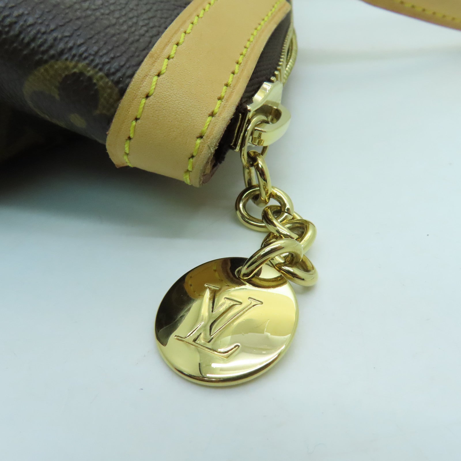 LOUIS VUITTON Monogram Tivoli PM Gold Buckle Handle Bag Brown
