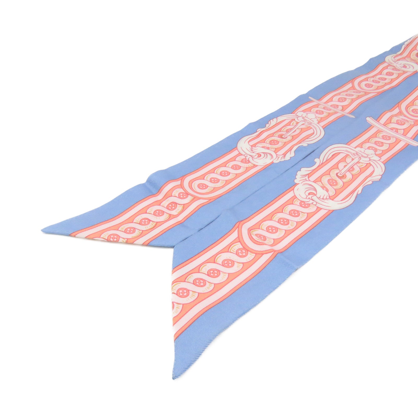 HERMES 丝质Twilly Scarf丝巾粉红色/蓝色