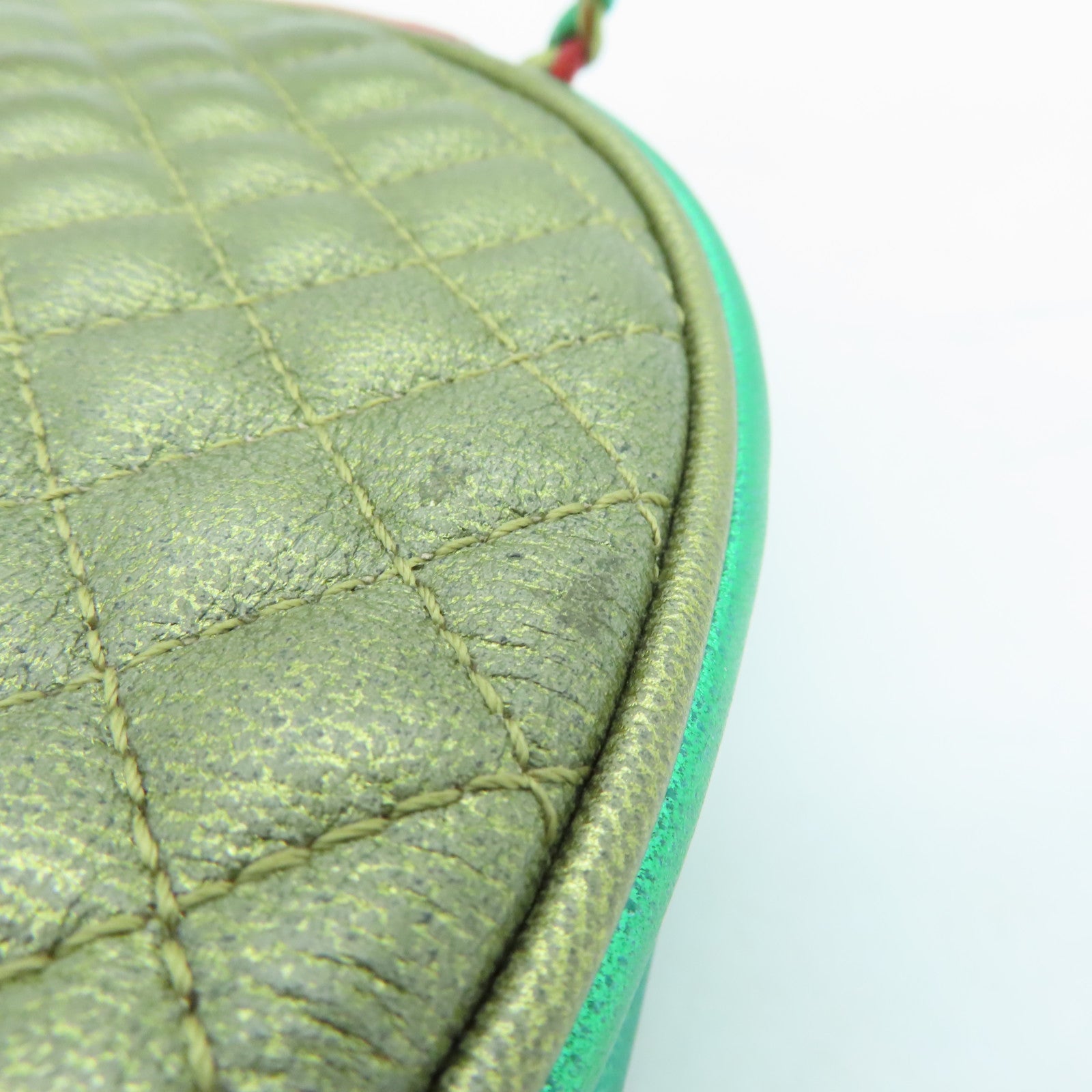 GUCCI Leather Zumi Horsebit Shoulder Bag Red/Green