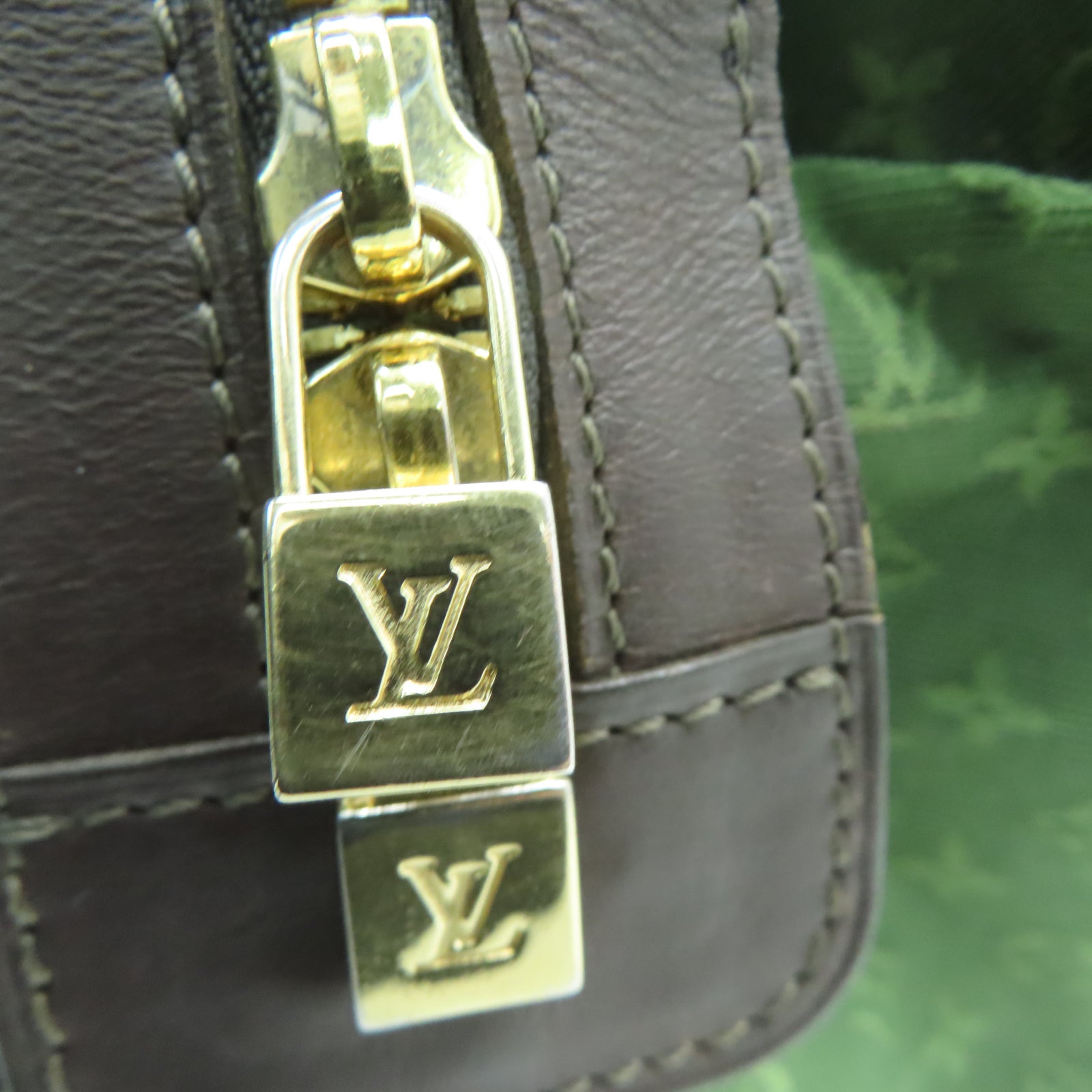 LOUIS VUITTON Monogram Mini Josephine GM gold buckle handle shoulder bag green