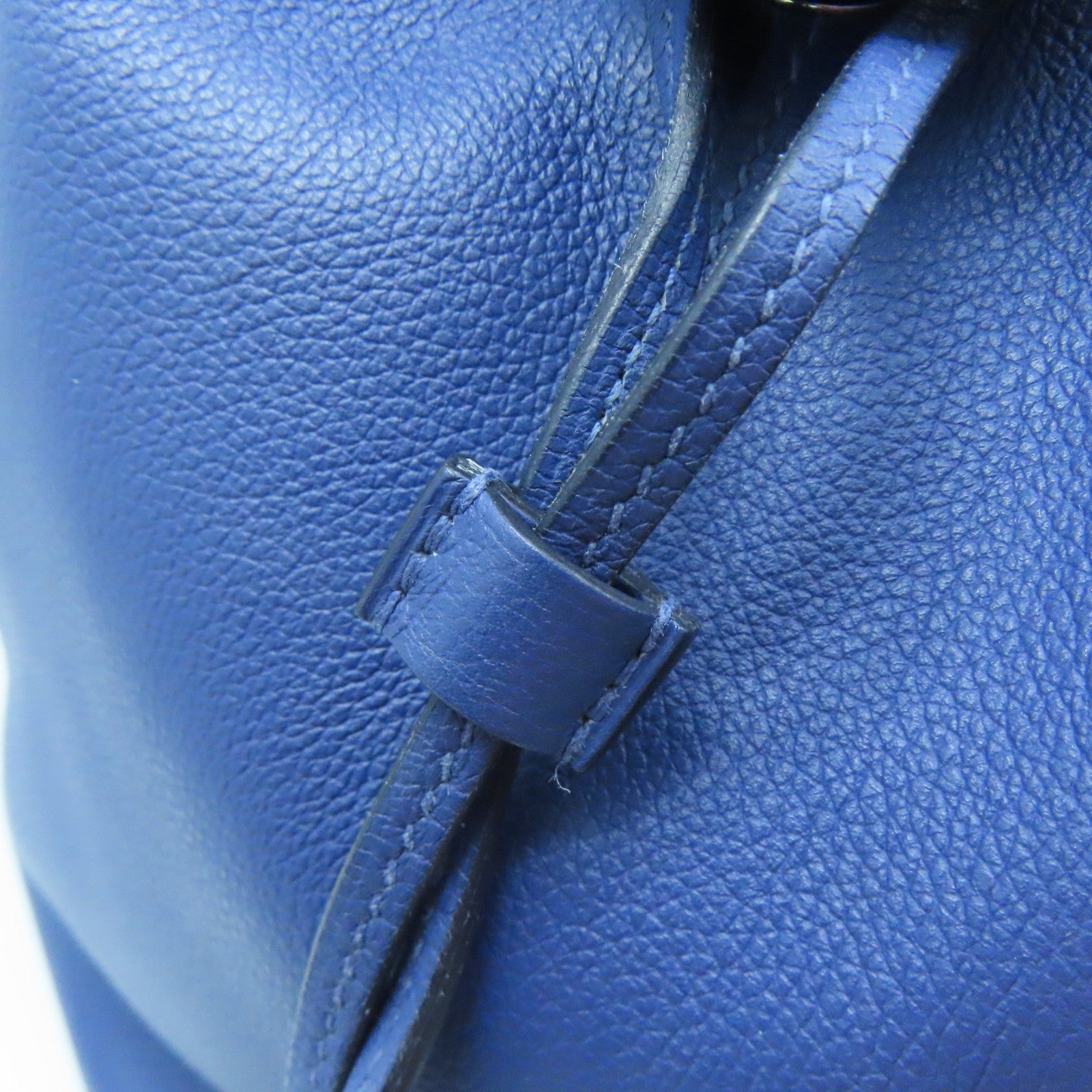 HERMES Evercolor皮革Licol 17银扣肩背袋Bleu Brighton蓝色