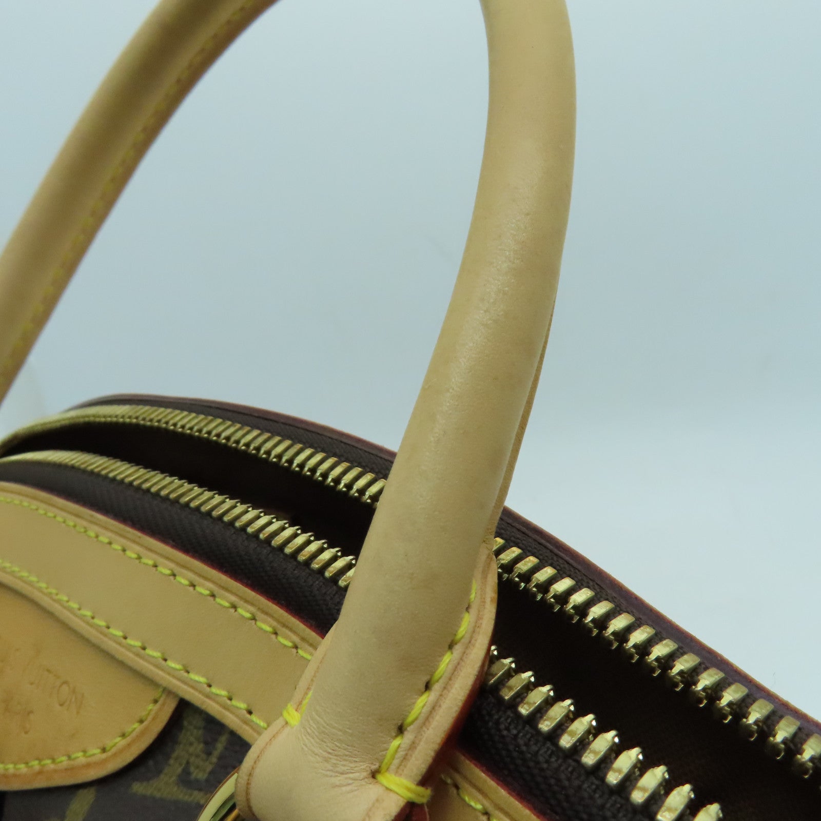 LOUIS VUITTON Monogram Tivoli PM Gold Buckle Handle Bag Brown