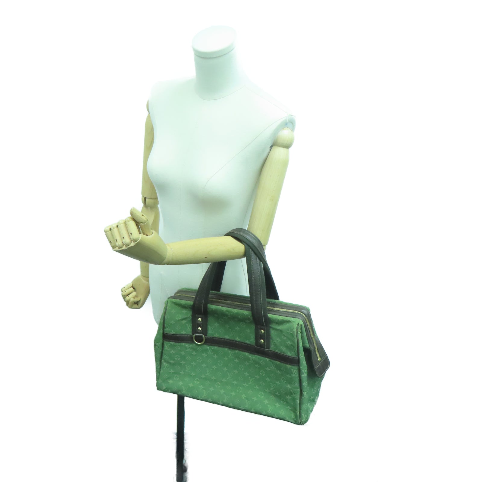 LOUIS VUITTON Monogram Mini Josephine GM gold buckle handle shoulder bag green