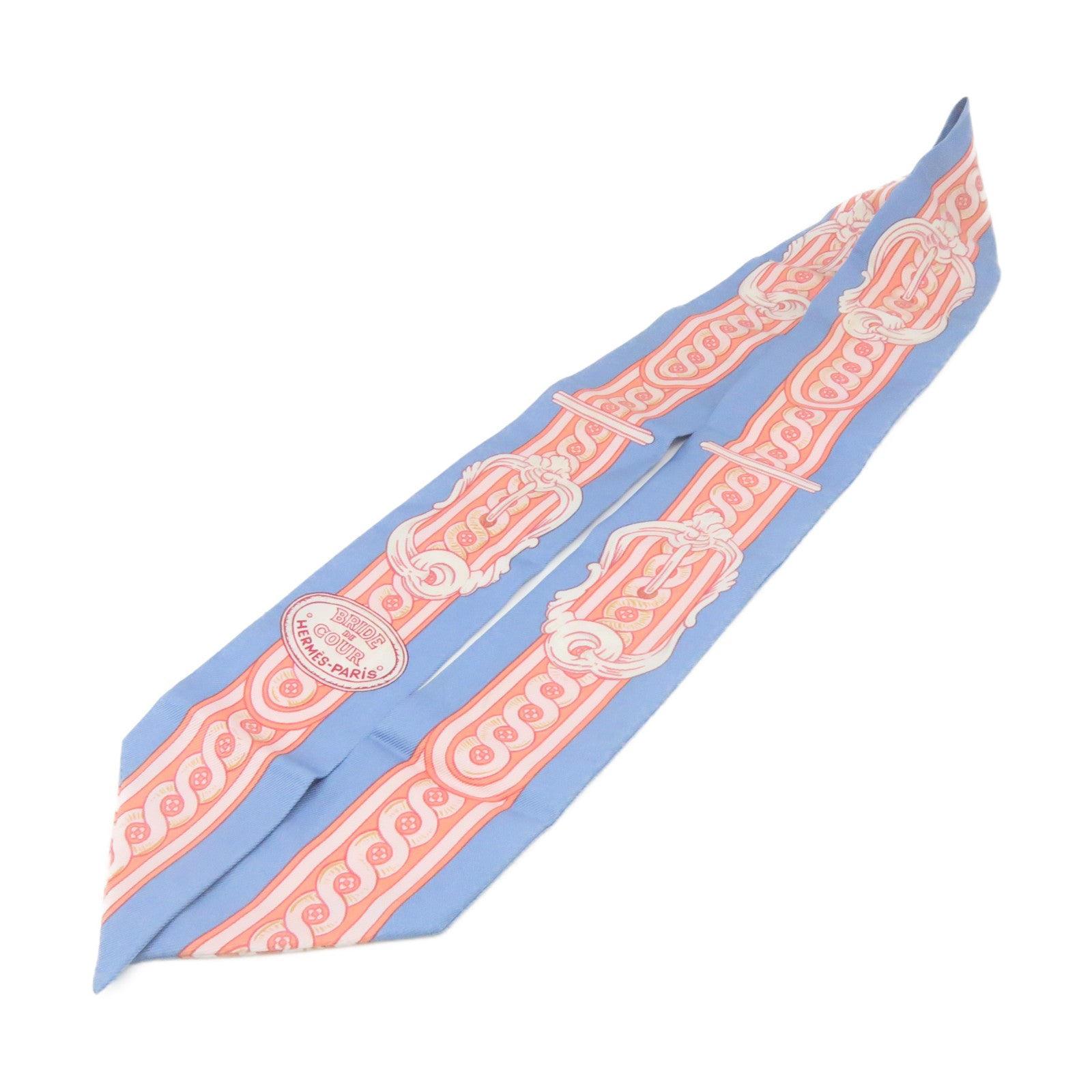HERMES 丝质Twilly Scarf丝巾粉红色/蓝色