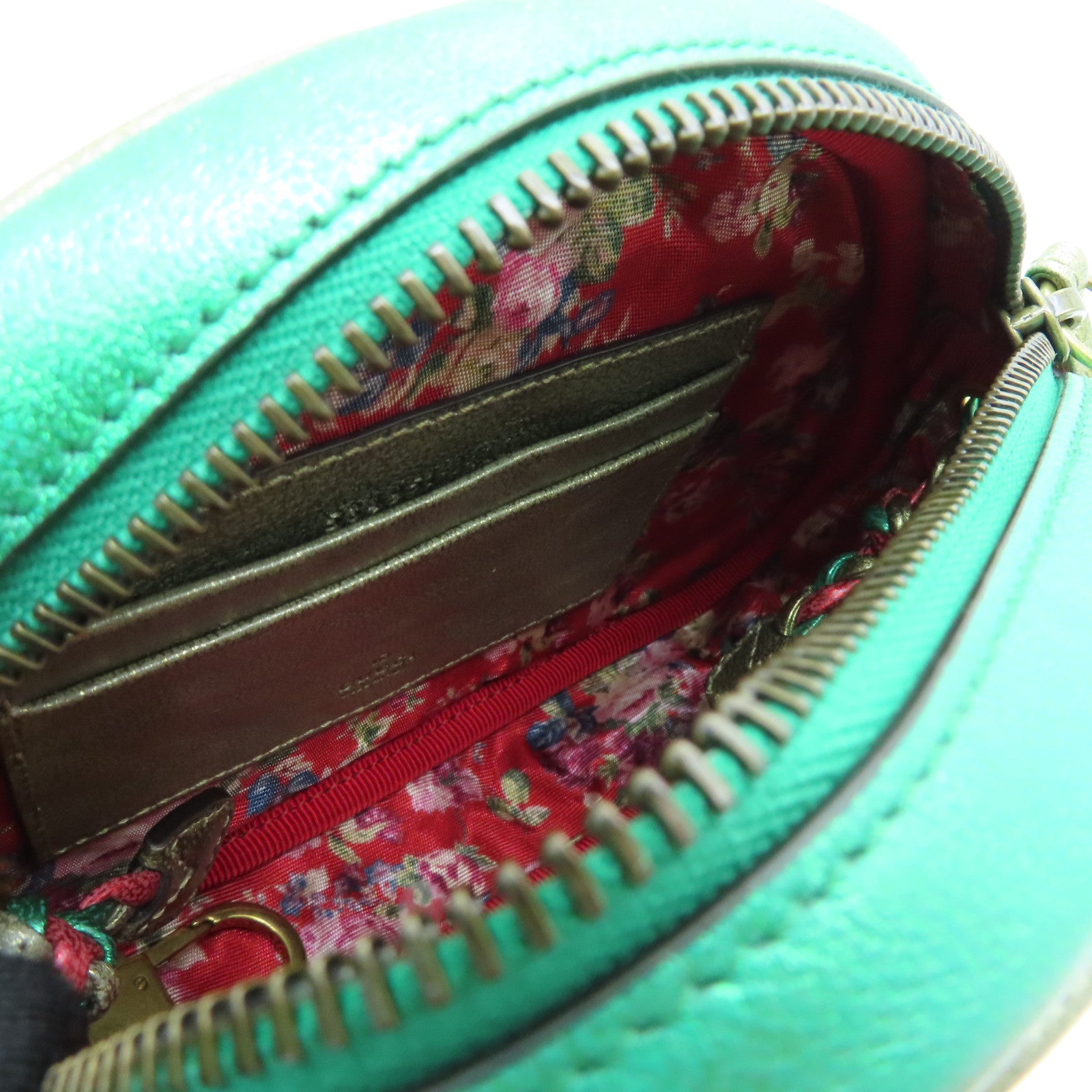 GUCCI Leather Zumi Horsebit Shoulder Bag Red/Green