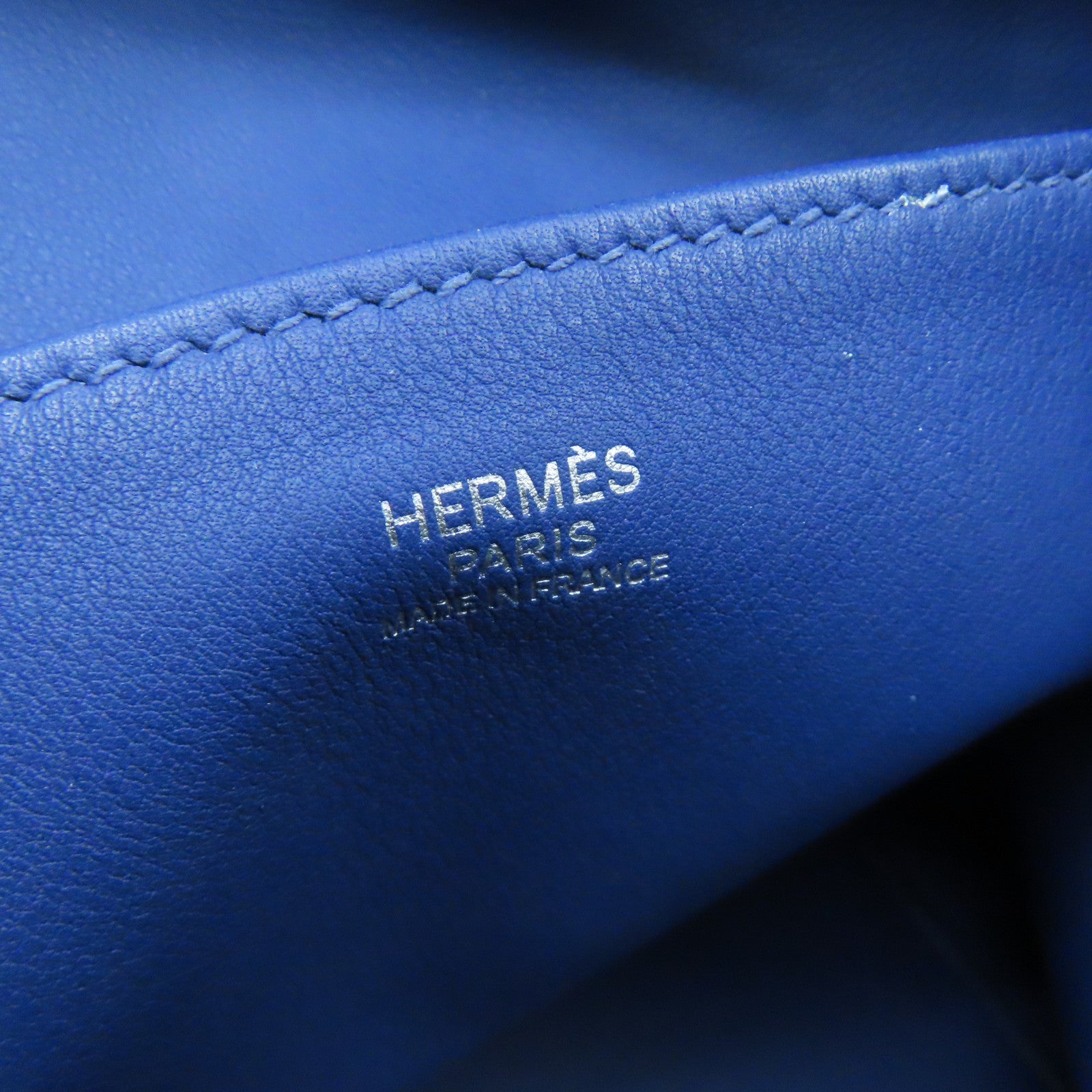 HERMES Evercolor皮革Licol 17银扣肩背袋Bleu Brighton蓝色