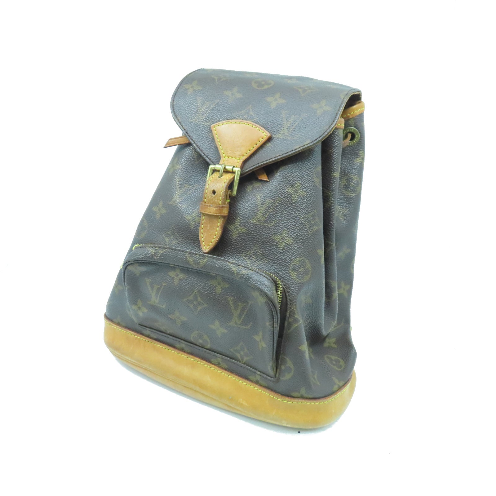 LOUIS VUITTON Monogram Montsouris MM gold buckle backpack brown