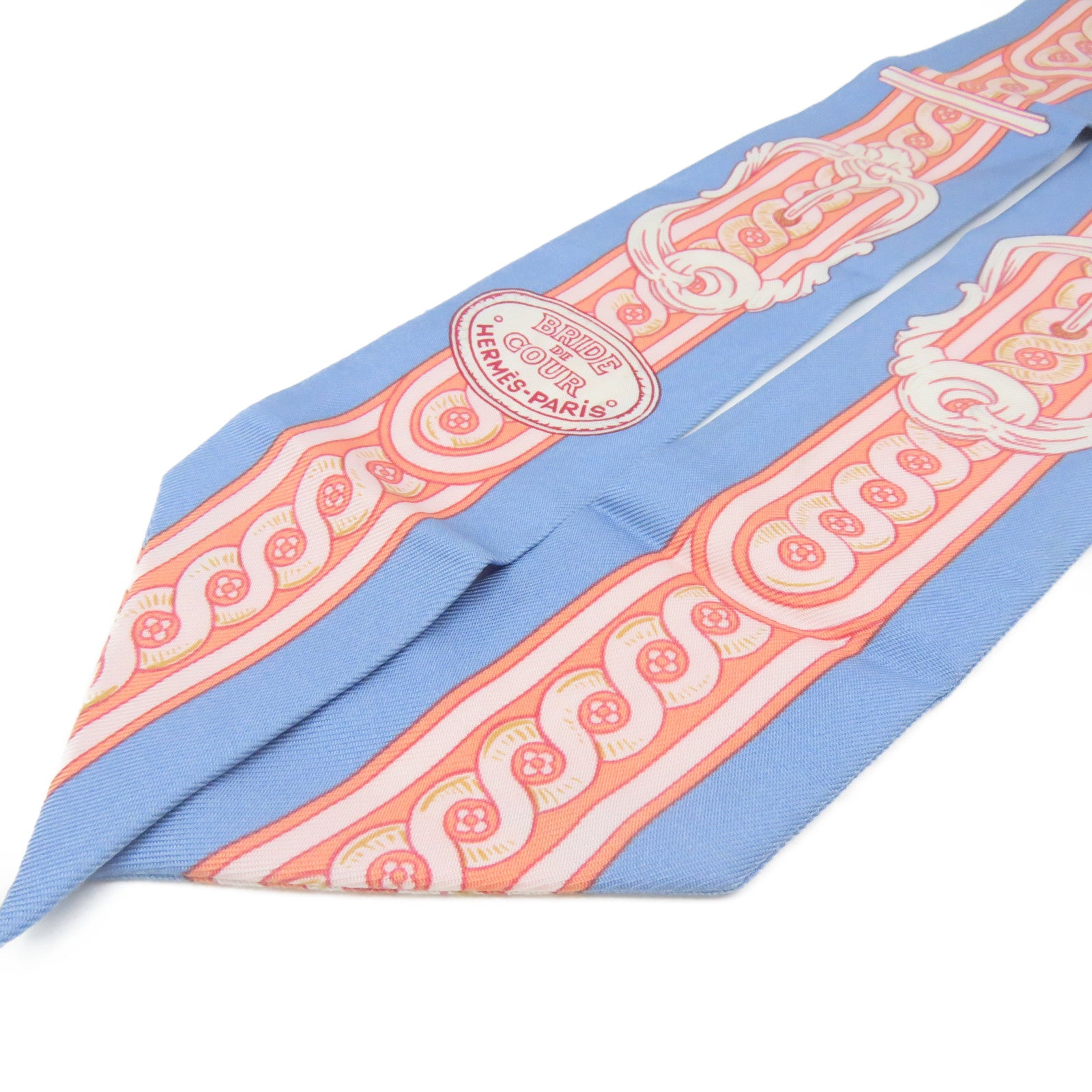 HERMES 丝质Twilly Scarf丝巾粉红色/蓝色