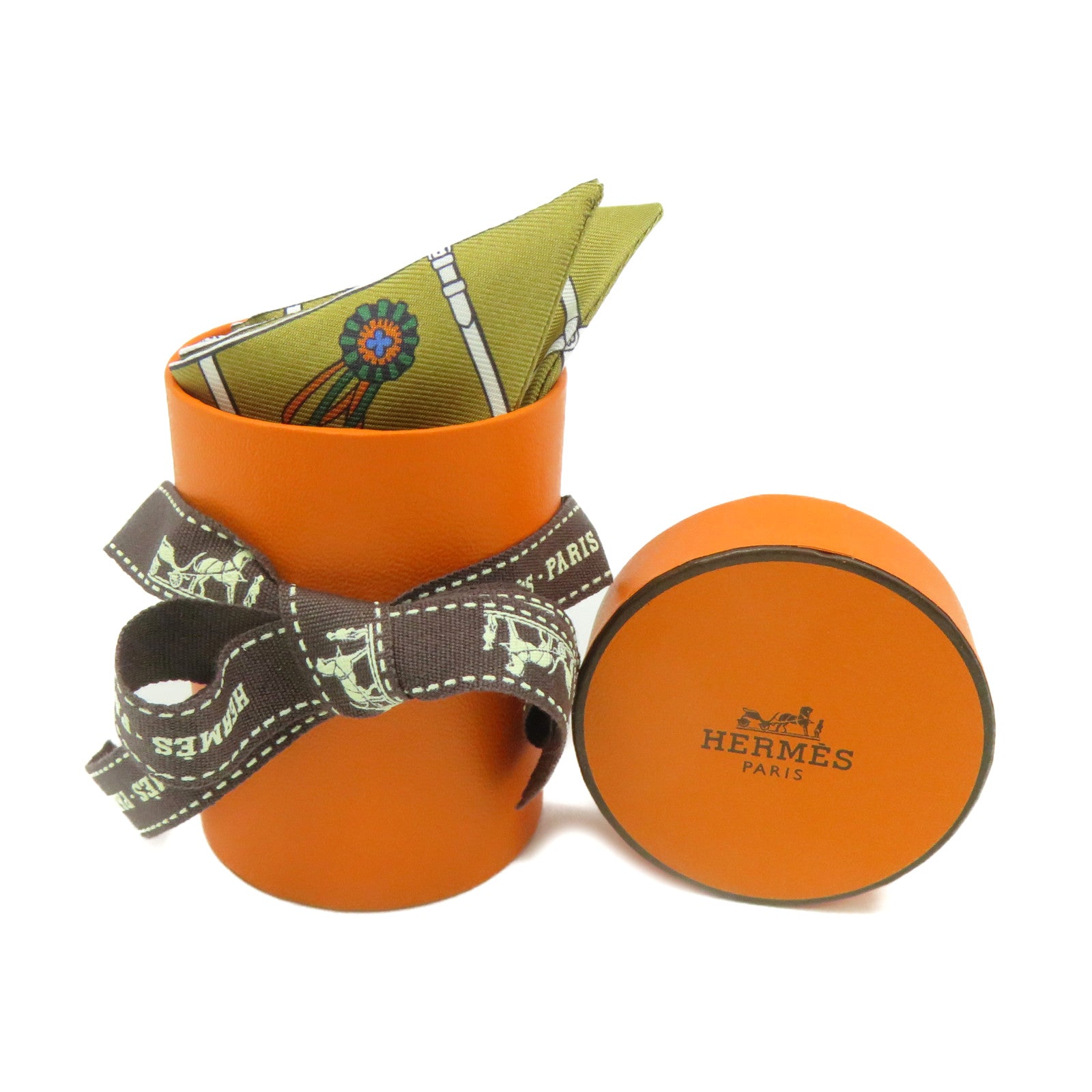 HERMES 絲質Twilly Scarf絲巾啡色/彩色