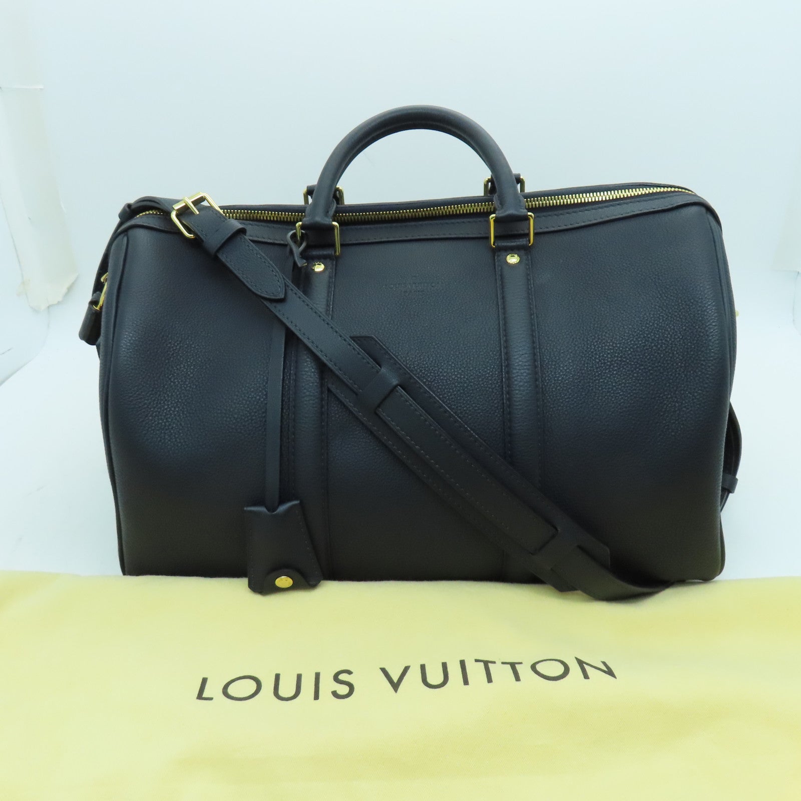 LOUIS VUITTON cowhide leather SC Bag gold buckle handle shoulder bag blue