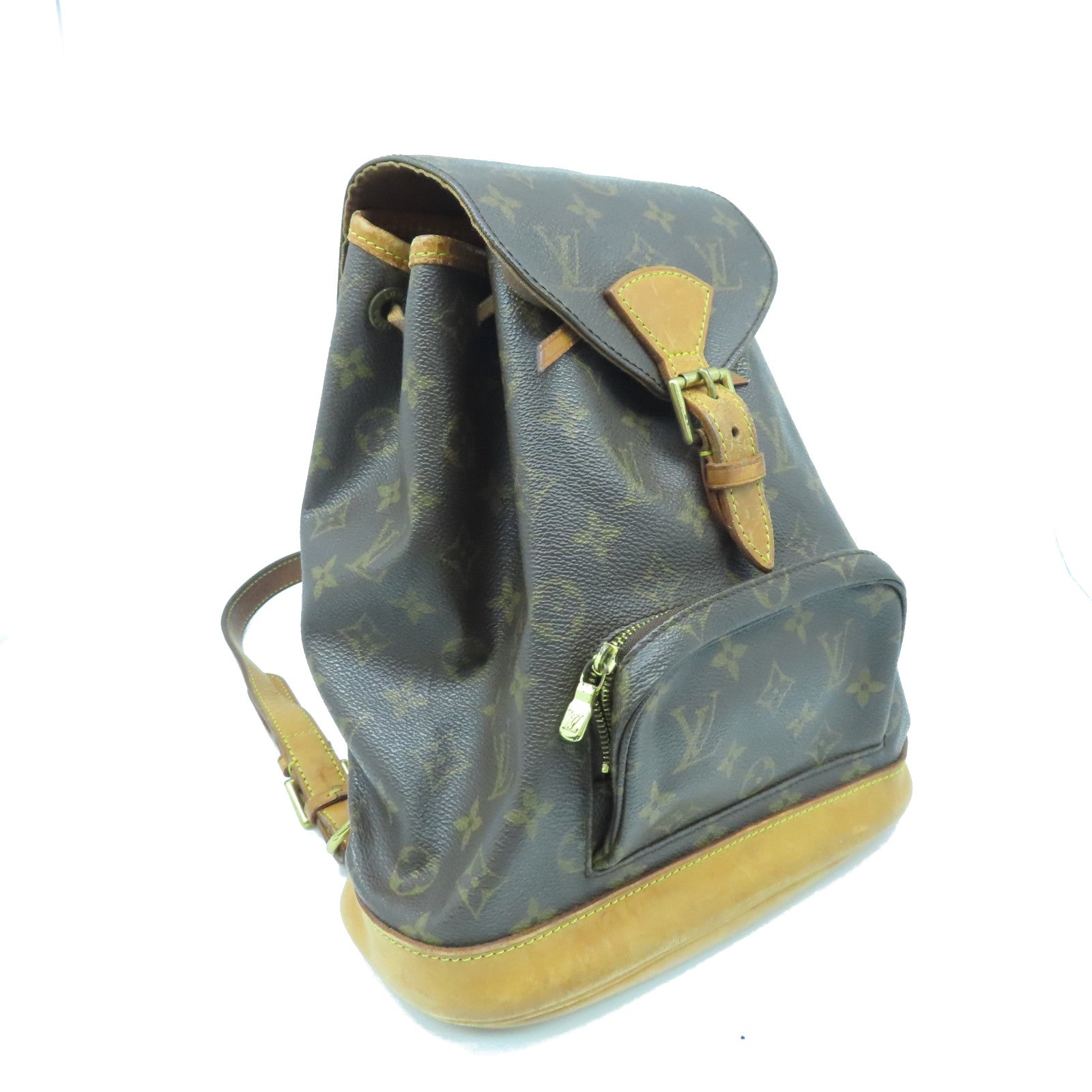 LOUIS VUITTON Monogram Montsouris MM gold buckle backpack brown