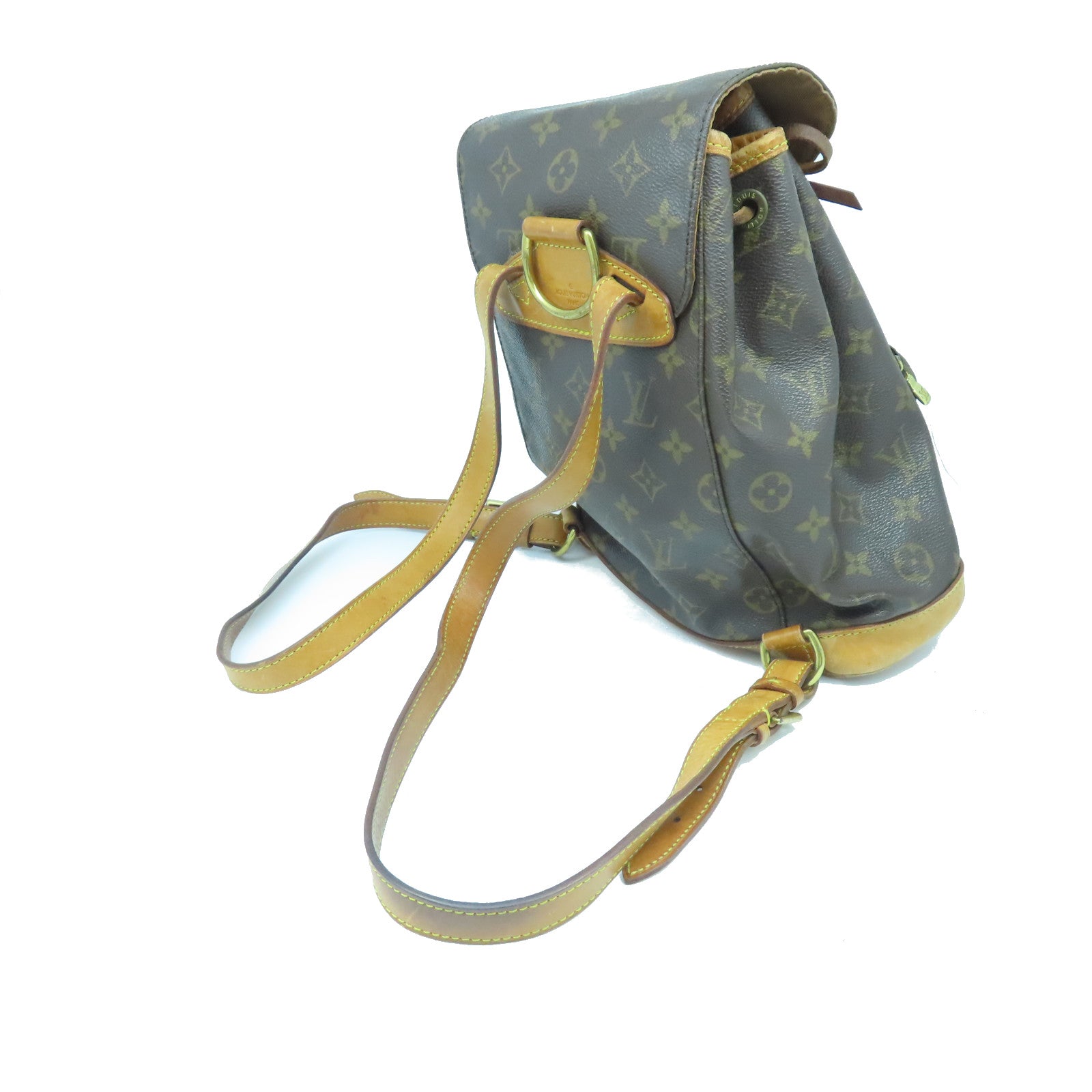 LOUIS VUITTON Monogram Montsouris MM gold buckle backpack brown