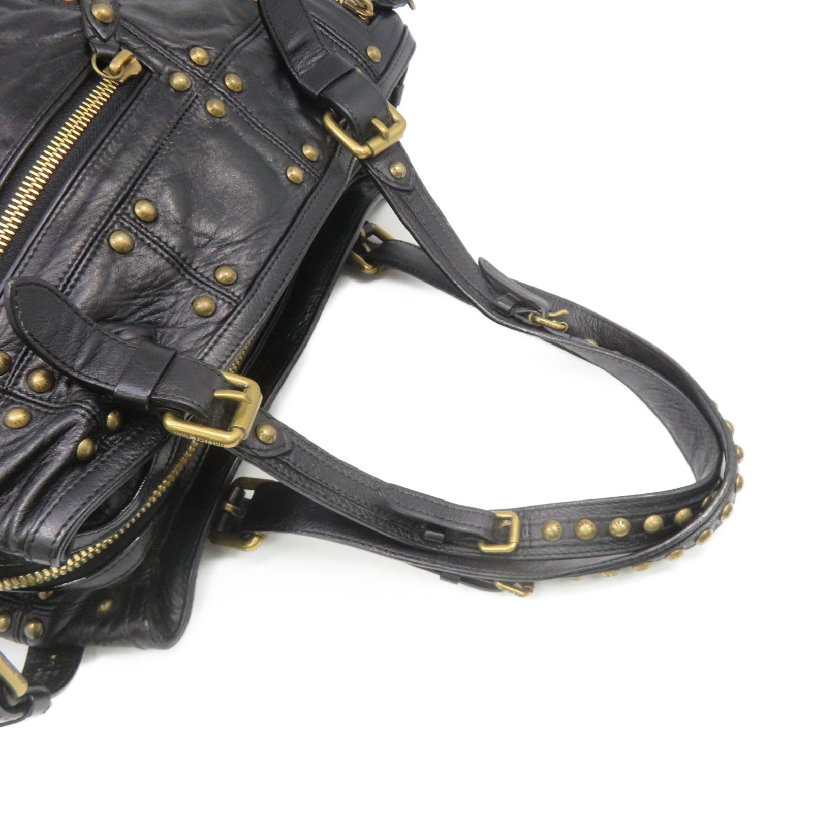 LOUIS VUITTON 牛皮皮革Riveting Bag Tote Bag肩背袋黑色