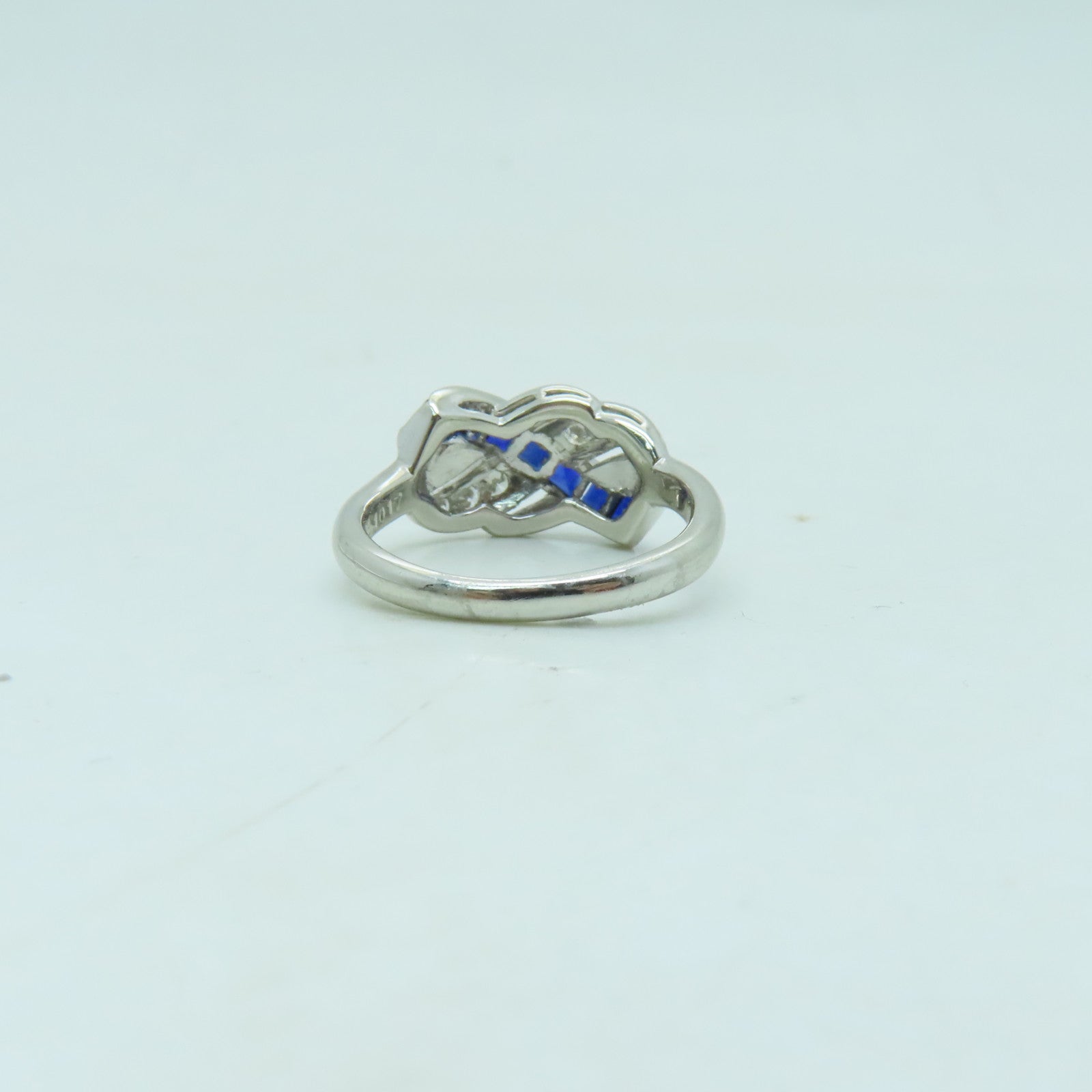 JEWELRY PT900鉑金Ring 0.77ct藍寶石/0.18ct鑽石戒指US#6.75