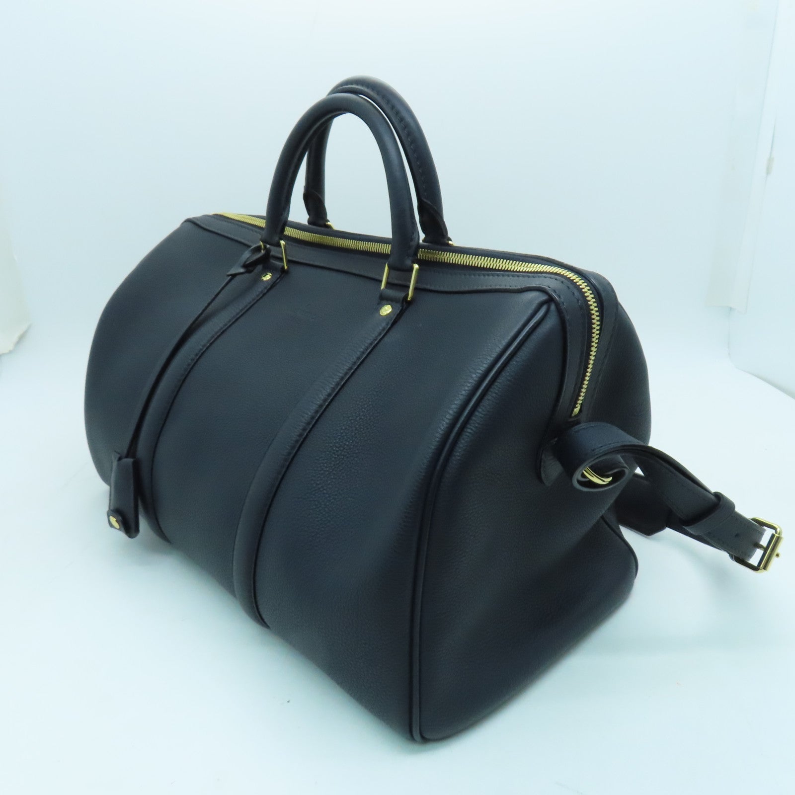 LOUIS VUITTON cowhide leather SC Bag gold buckle handle shoulder bag blue