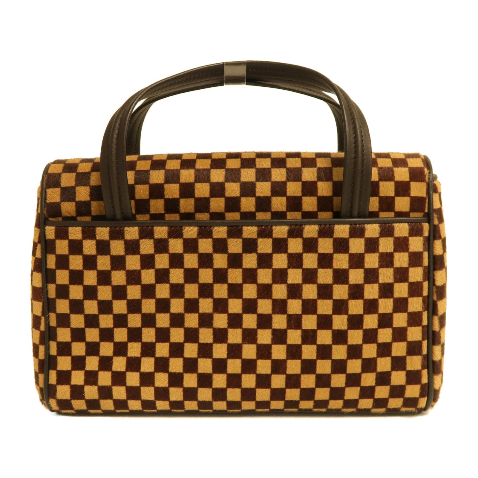 LOUIS VUITTON 馬毛Damier Sauvage Lionne金扣手挽袋啡色