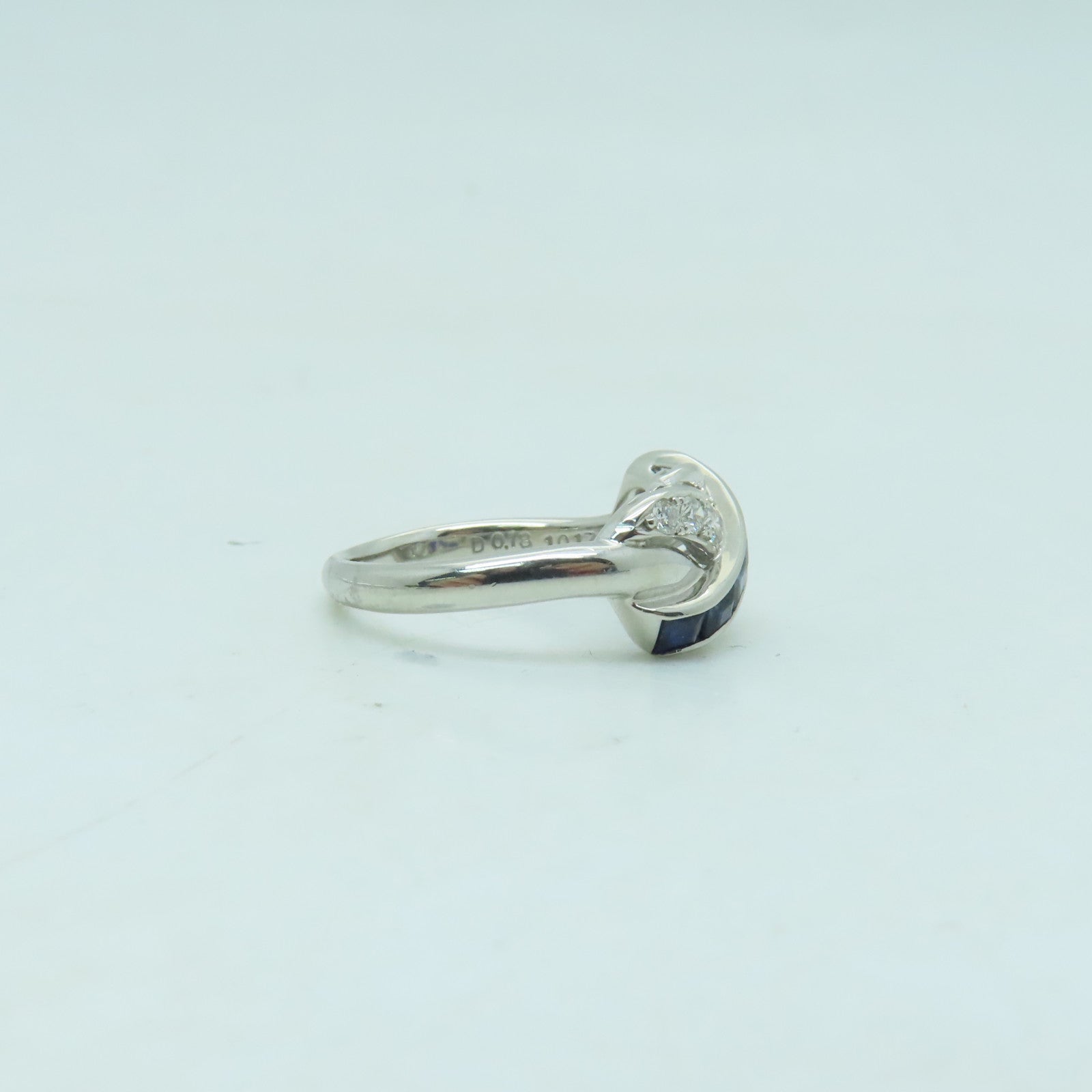 JEWELRY PT900鉑金Ring 0.77ct藍寶石/0.18ct鑽石戒指US#6.75