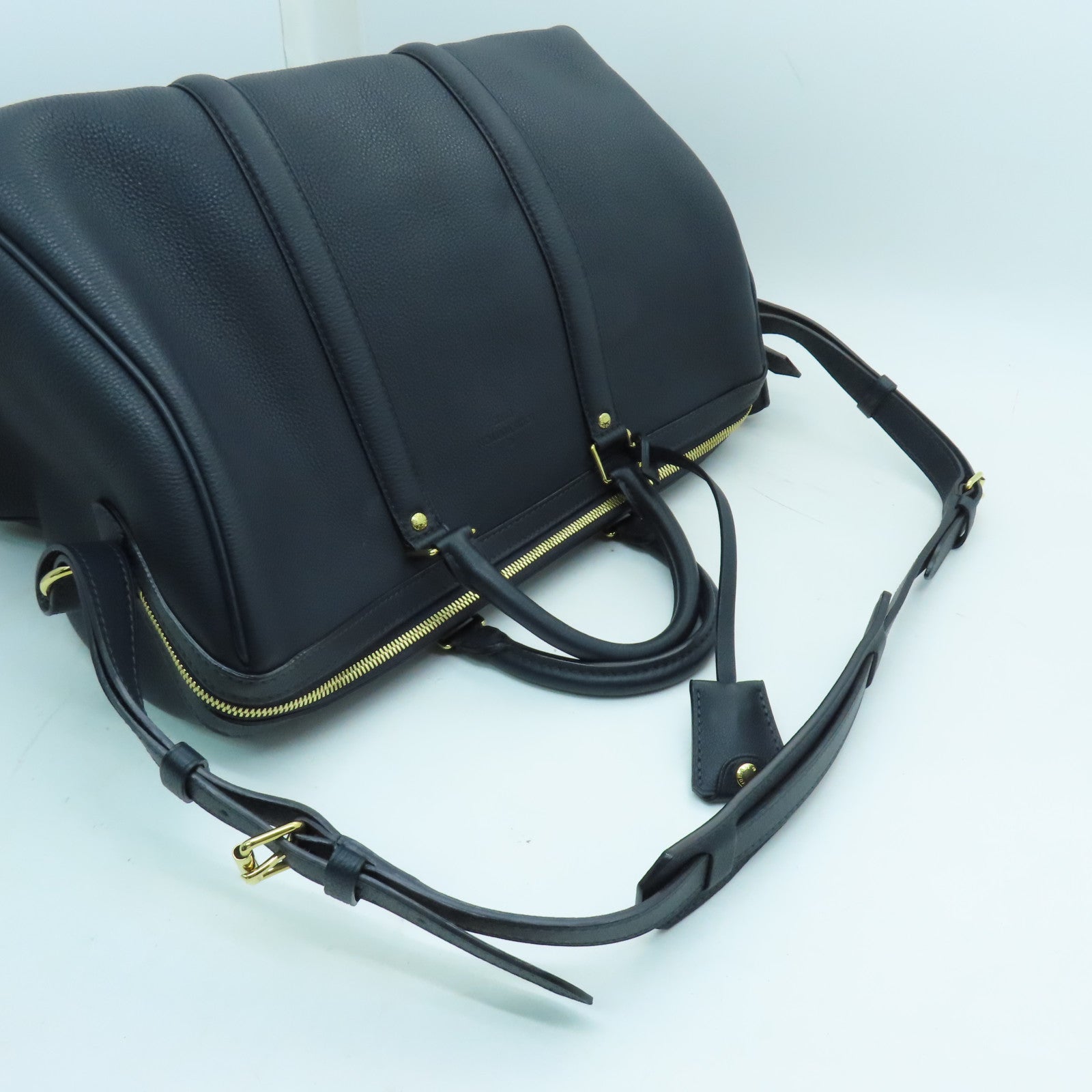 LOUIS VUITTON cowhide leather SC Bag gold buckle handle shoulder bag blue