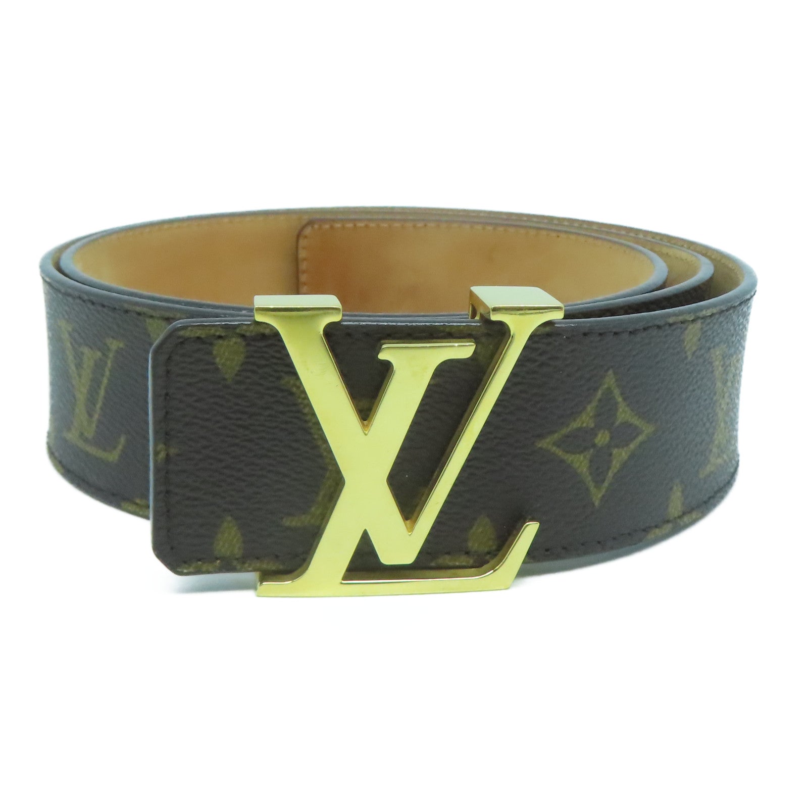 LOUIS VUITTON Monogram Initiales 40mm金扣皮帶啡色