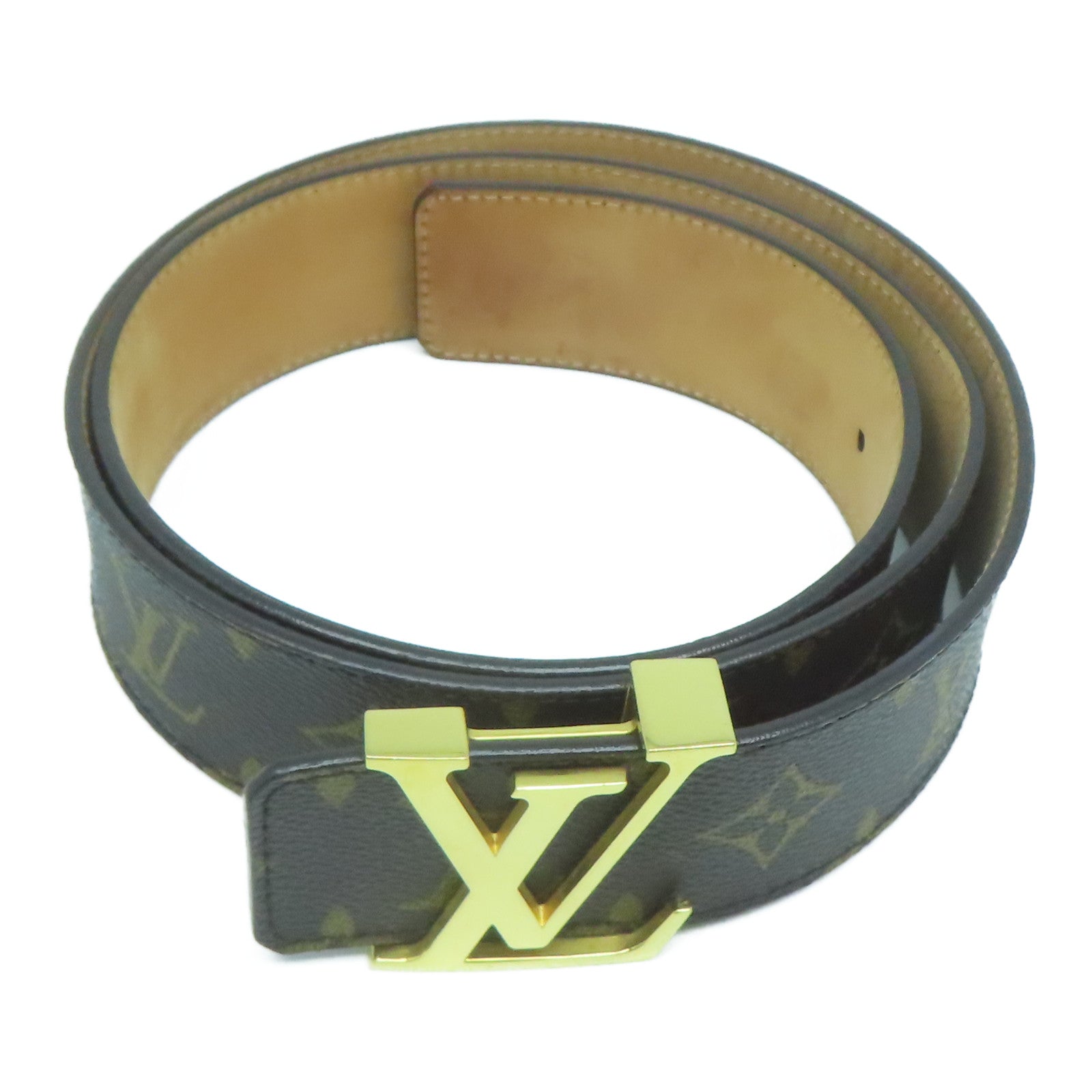 LOUIS VUITTON Monogram Initiales 40mm金扣皮帶啡色
