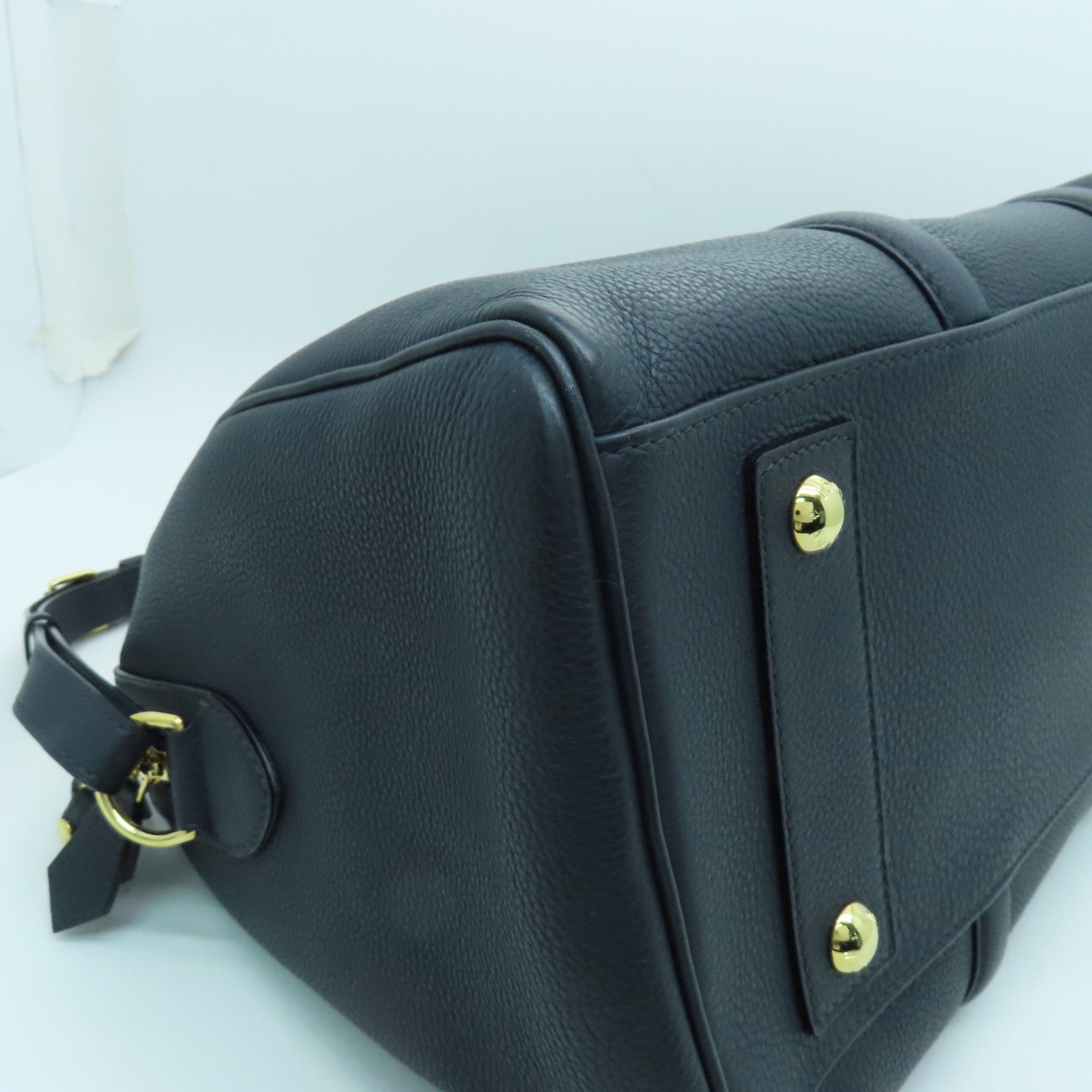 LOUIS VUITTON cowhide leather SC Bag gold buckle handle shoulder bag blue