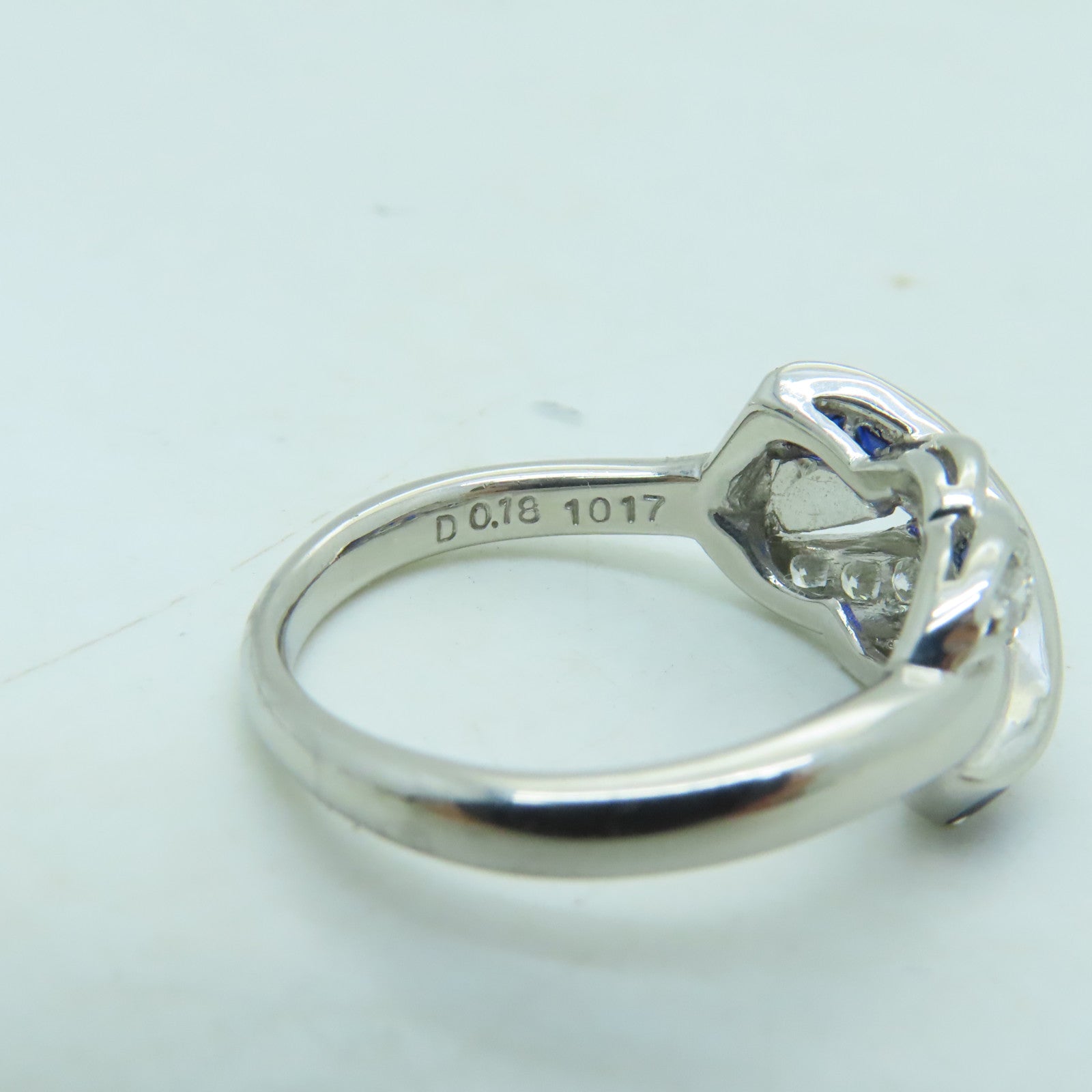 JEWELRY PT900鉑金Ring 0.77ct藍寶石/0.18ct鑽石戒指US#6.75