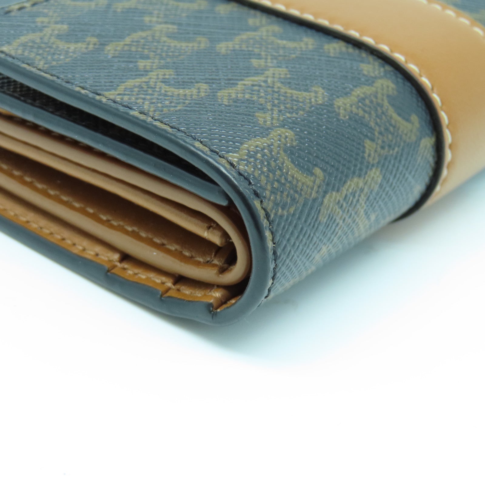 CELINE 牛皮皮革Wallet金扣钱包棕色