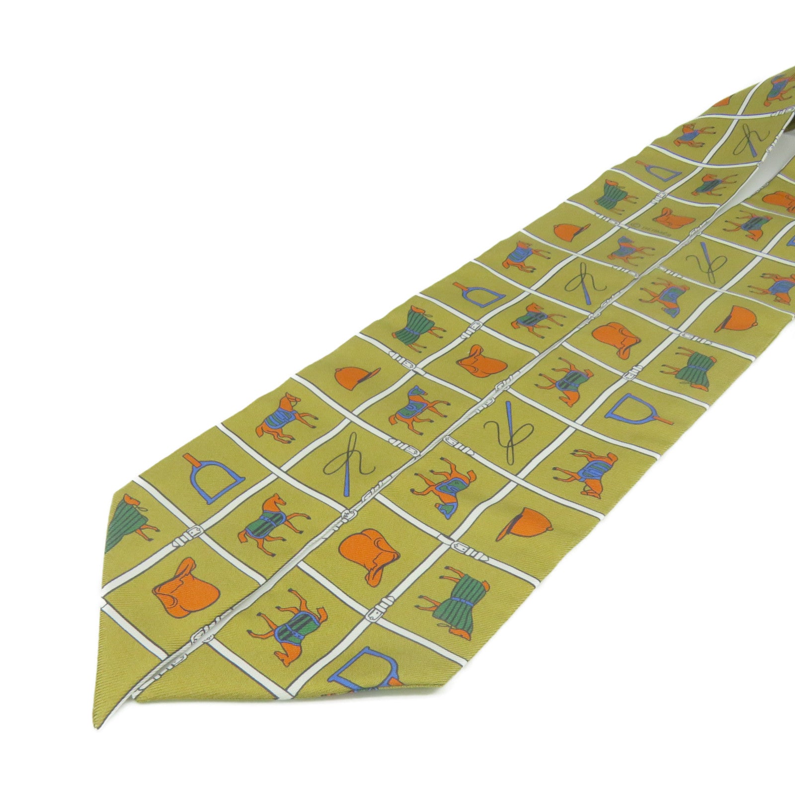 HERMES 絲質Twilly Scarf絲巾啡色/彩色