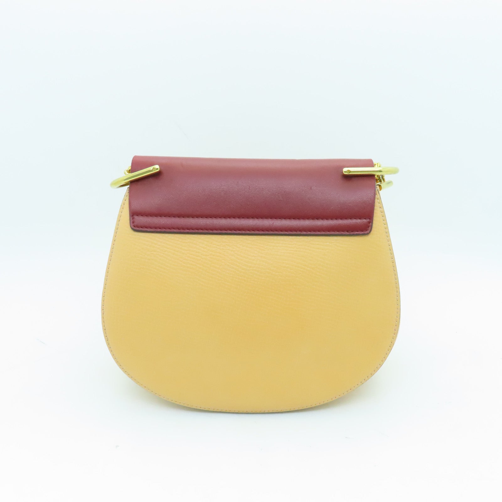 Chloe Leather DREW Gold Buckle Chain Shoulder Bag Apricot/Red