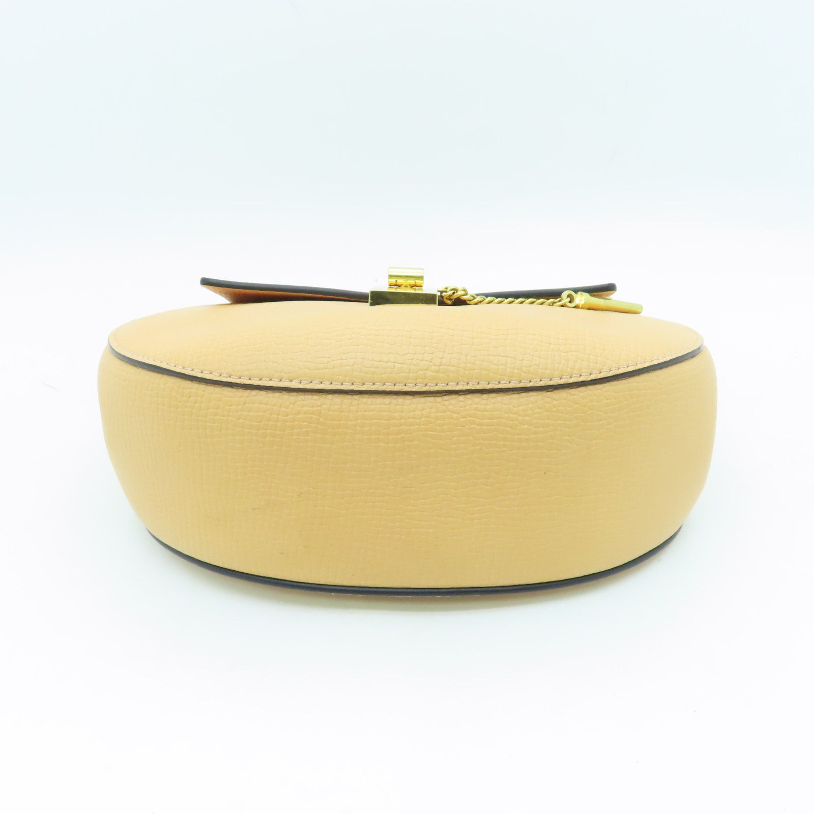Chloe Leather DREW Gold Buckle Chain Shoulder Bag Apricot/Red