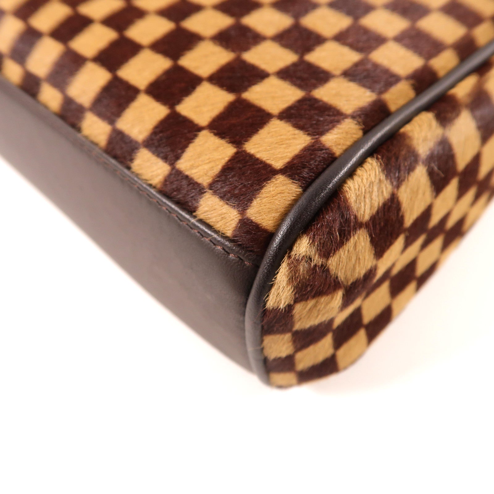 LOUIS VUITTON 馬毛Damier Sauvage Lionne金扣手挽袋啡色
