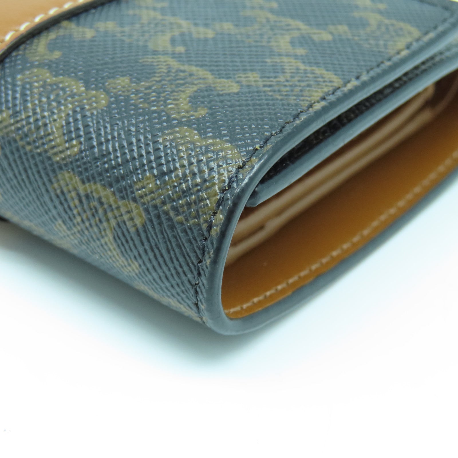 CELINE 牛皮皮革Wallet金扣钱包棕色