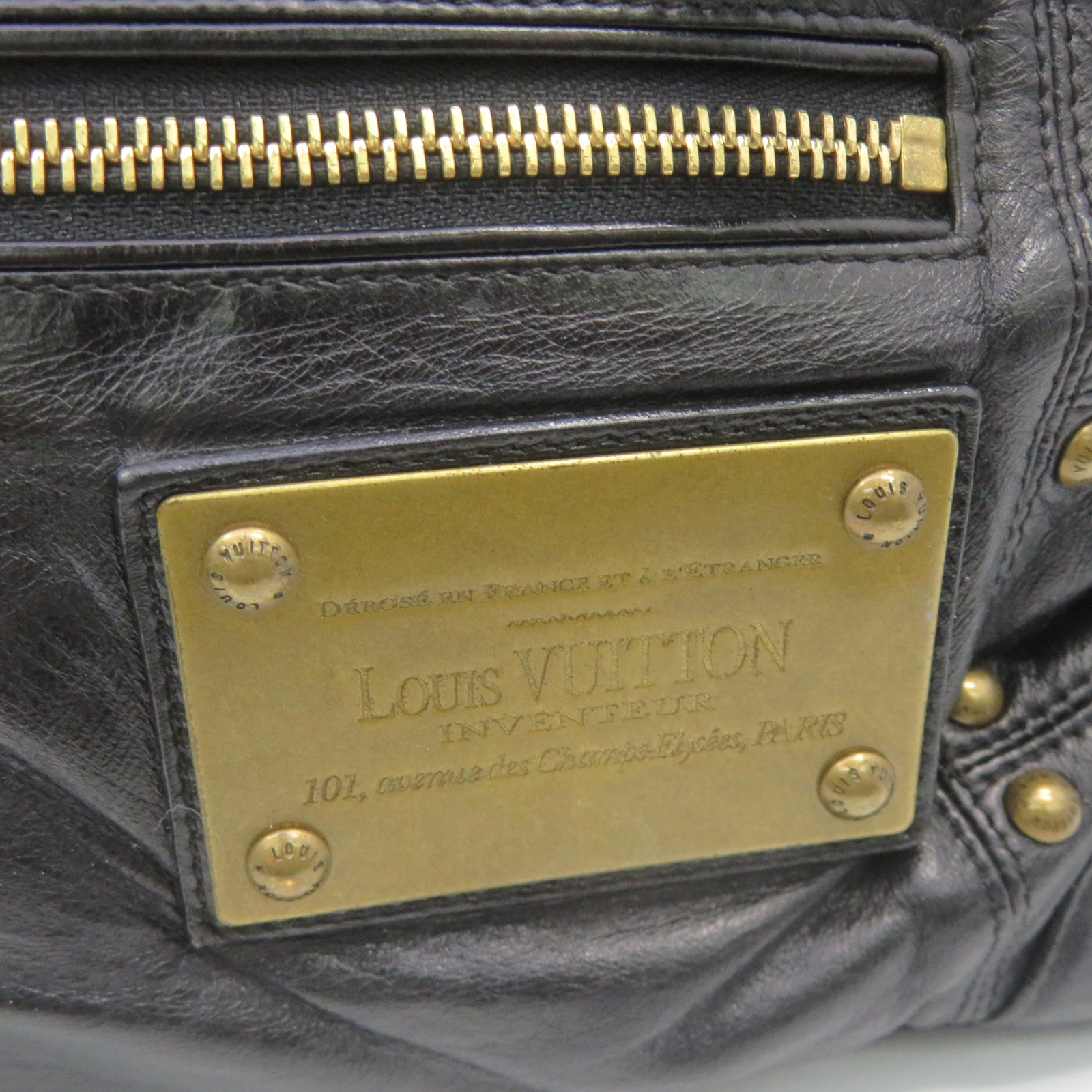 LOUIS VUITTON 牛皮皮革Riveting Bag Tote Bag肩背袋黑色
