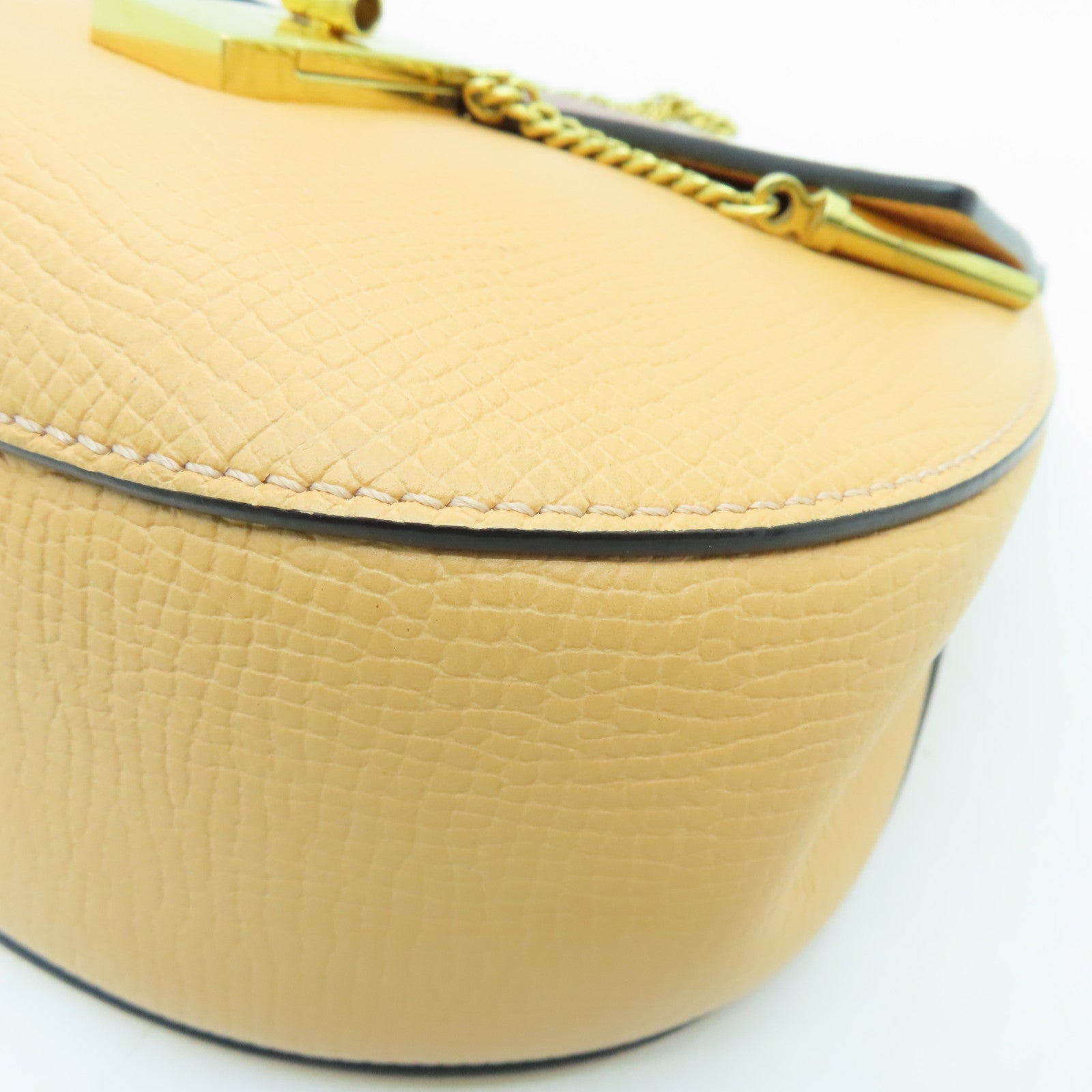 Chloe Leather DREW Gold Buckle Chain Shoulder Bag Apricot/Red