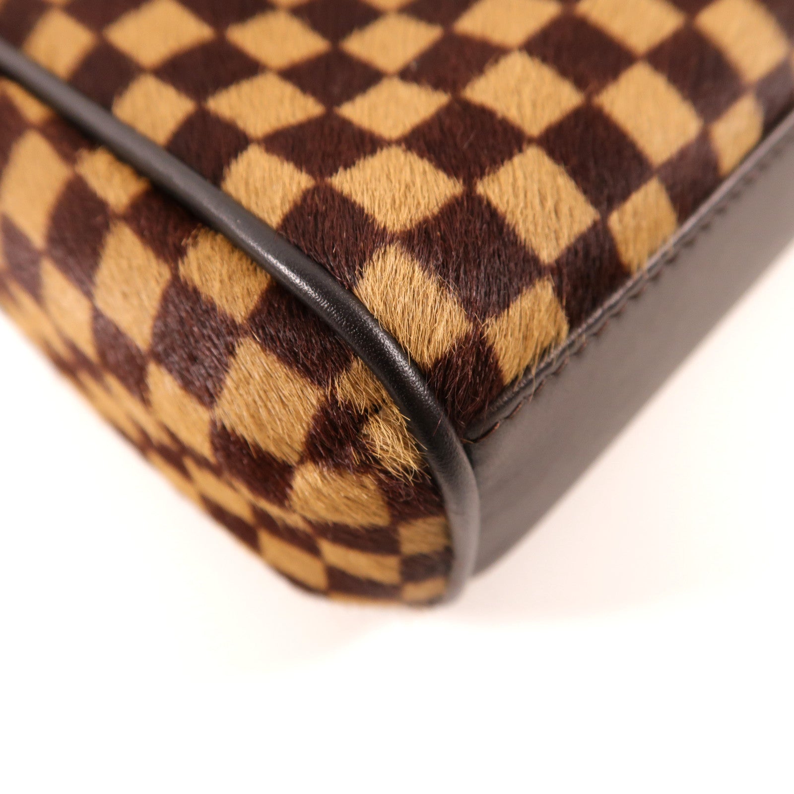 LOUIS VUITTON 馬毛Damier Sauvage Lionne金扣手挽袋啡色