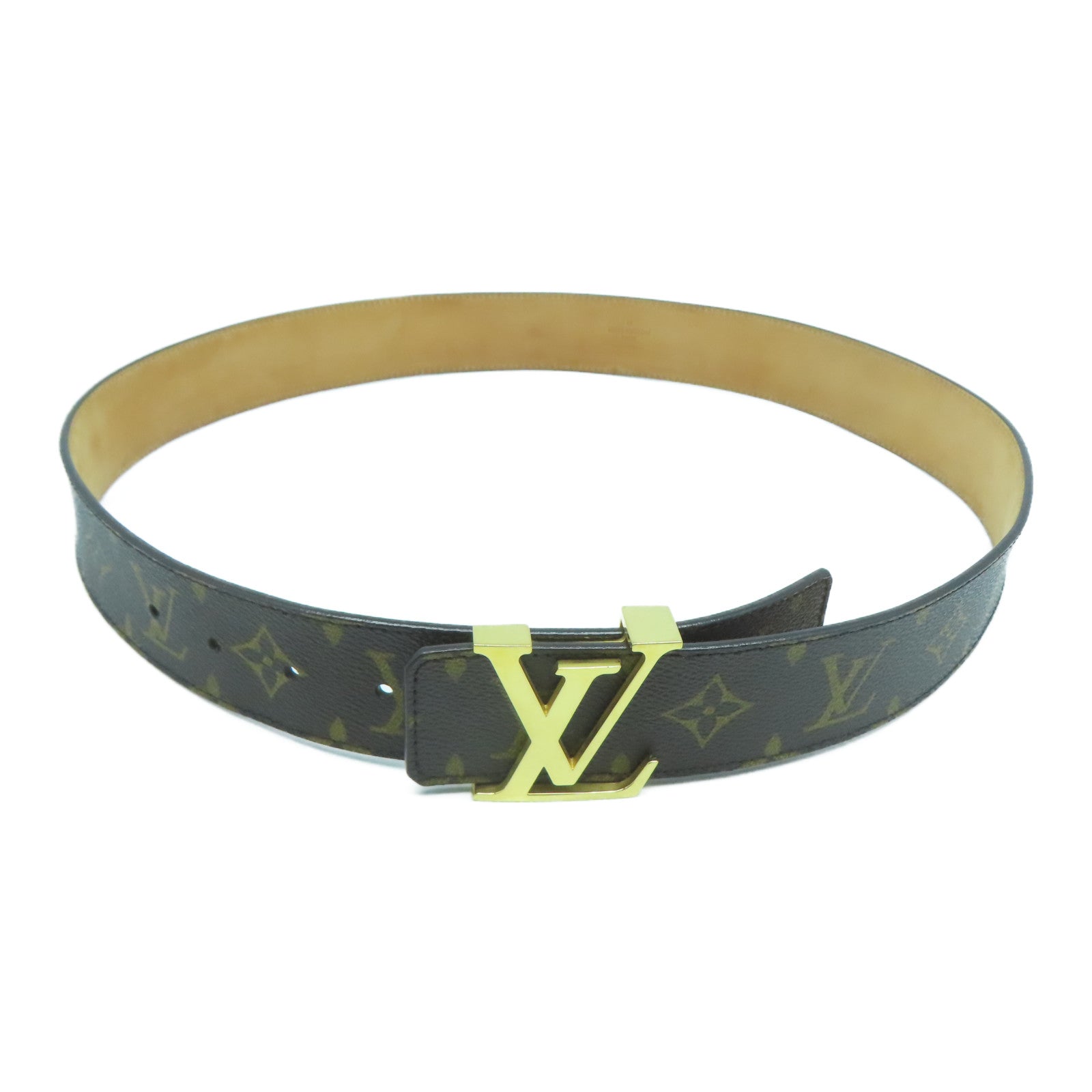 LOUIS VUITTON Monogram Initiales 40mm金扣皮帶啡色