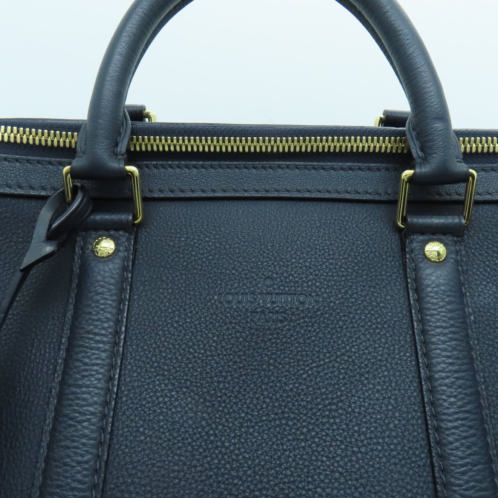 LOUIS VUITTON cowhide leather SC Bag gold buckle handle shoulder bag blue
