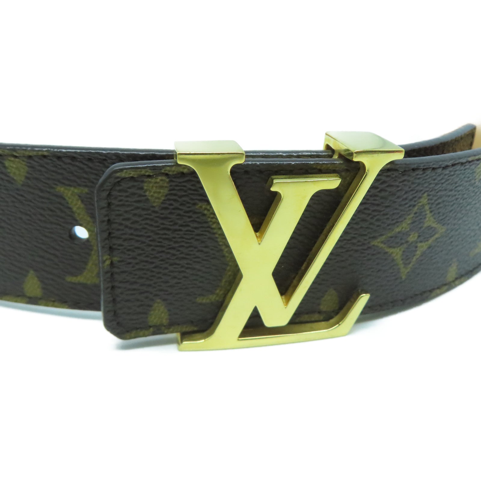LOUIS VUITTON Monogram Initiales 40mm金扣皮帶啡色
