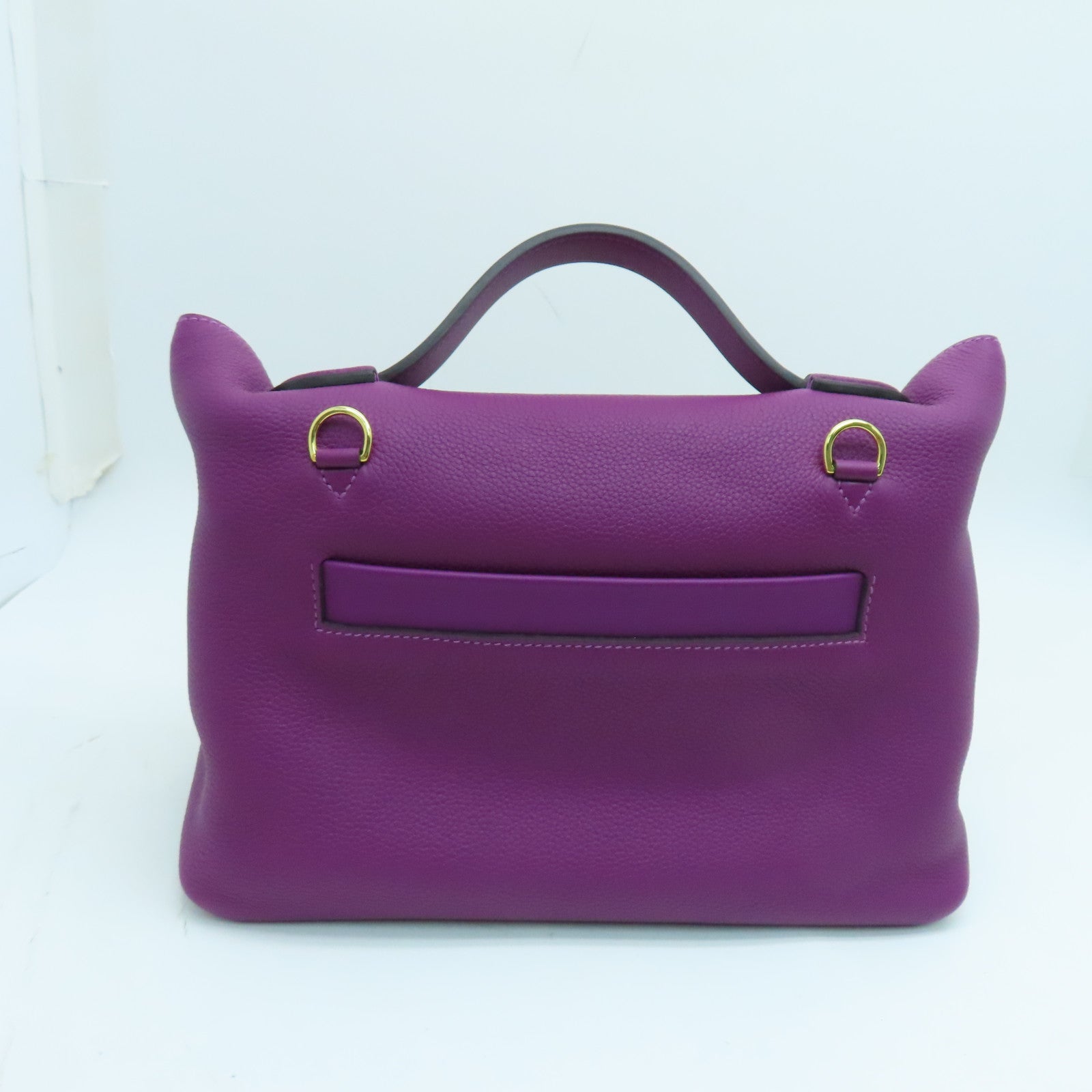 HERMES Evercolor皮革24/24 - 29cm手挽肩背两用袋金扣紫色
