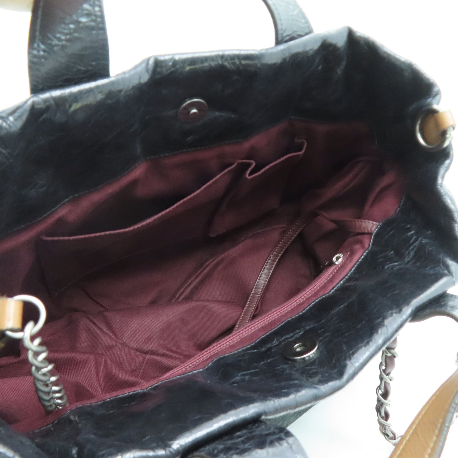 CHANEL 菱格牛皮皮革Shoulder Bag银扣链带肩背袋黑色
