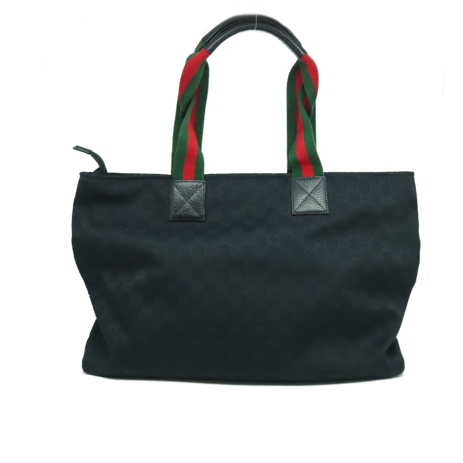 GUCCI GG帆布Tote Bag銀扣肩背袋黑色