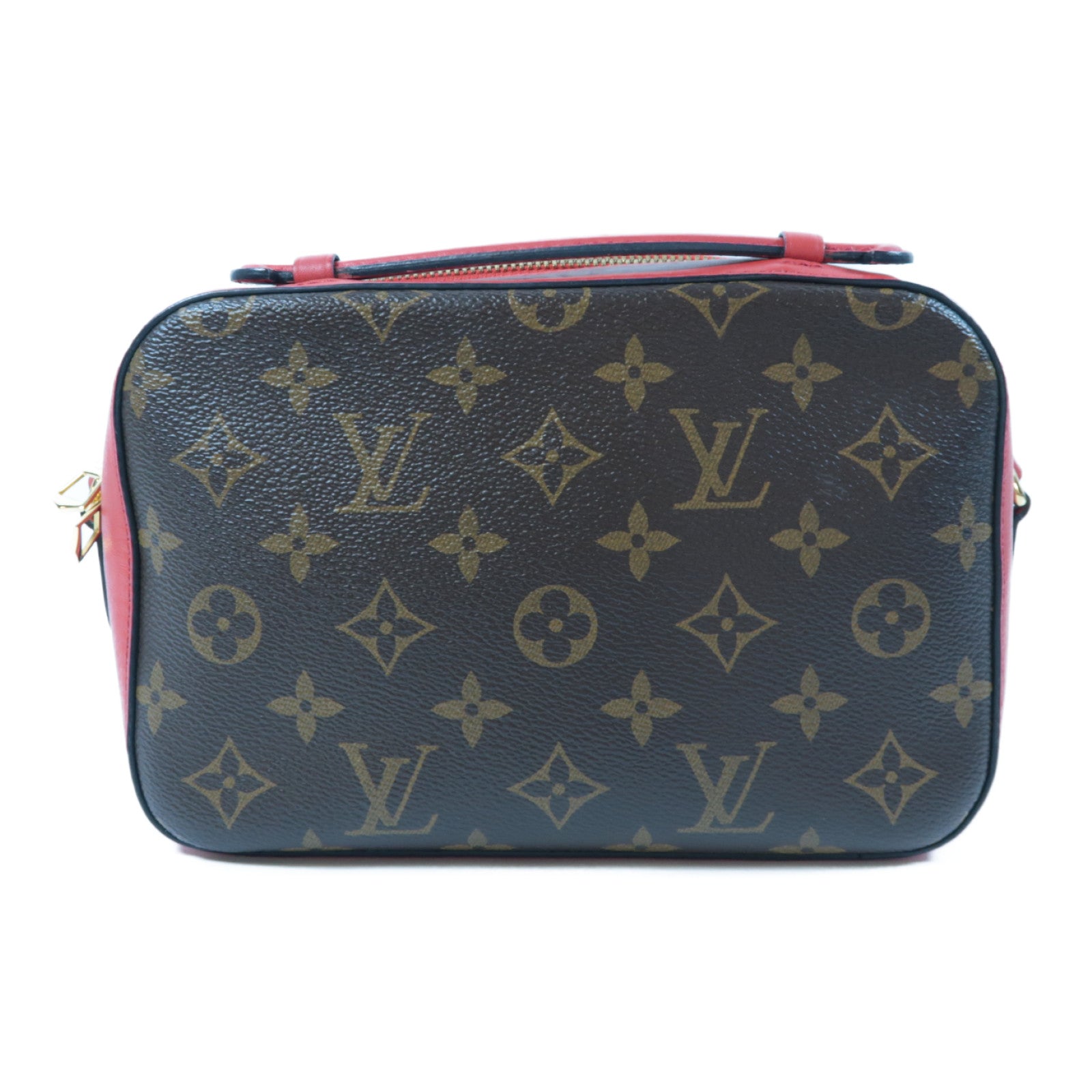 LOUIS VUITTON Monogram Saintonge金扣肩背袋啡色/紅色