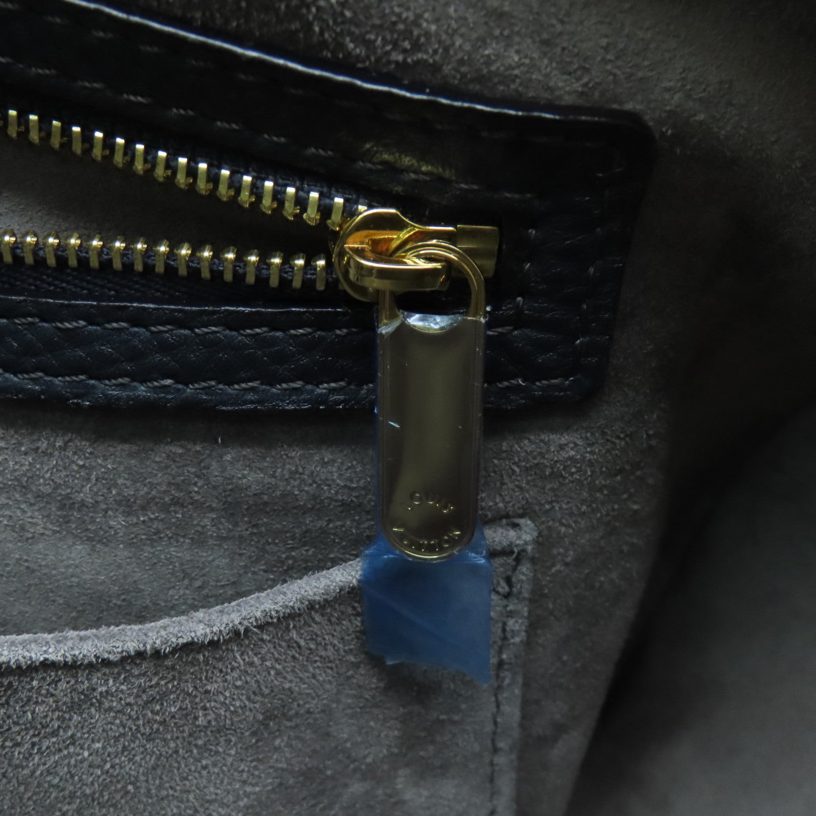 LOUIS VUITTON cowhide leather SC Bag gold buckle handle shoulder bag blue