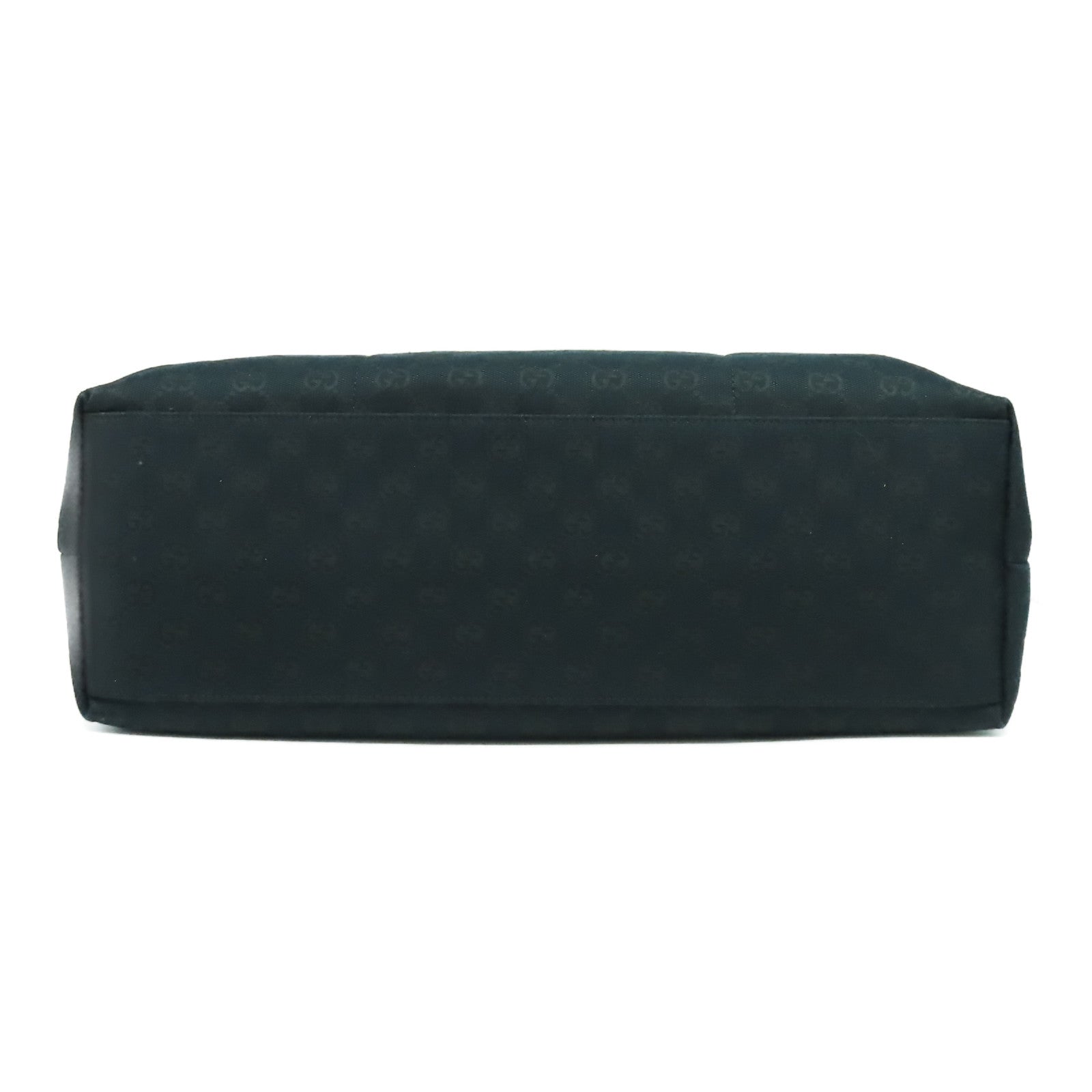 GUCCI GG帆布Tote Bag銀扣肩背袋黑色