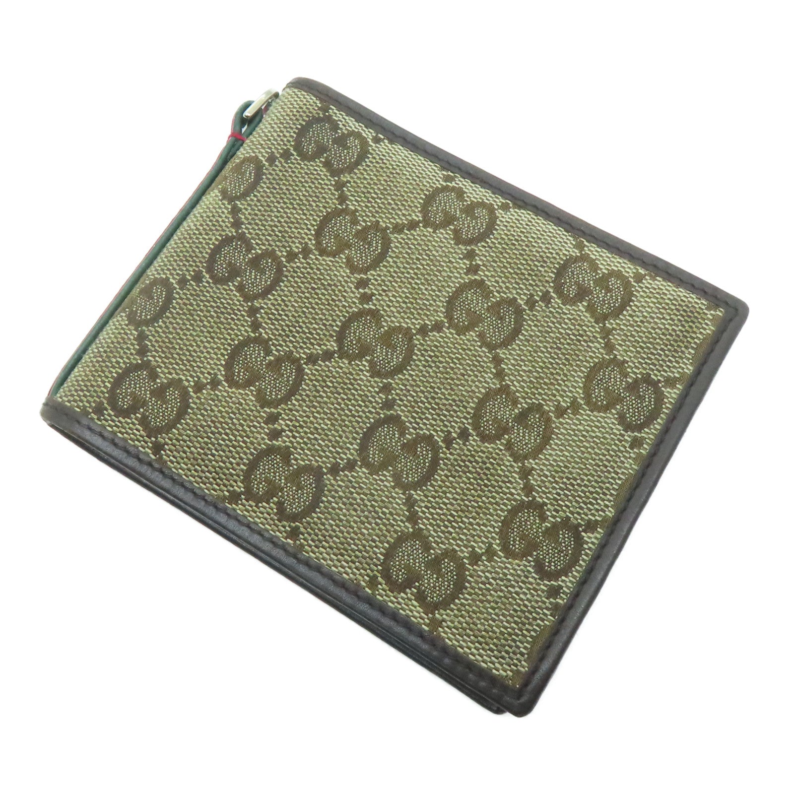 GUCCI 帆布Wallet銀扣錢包啡色