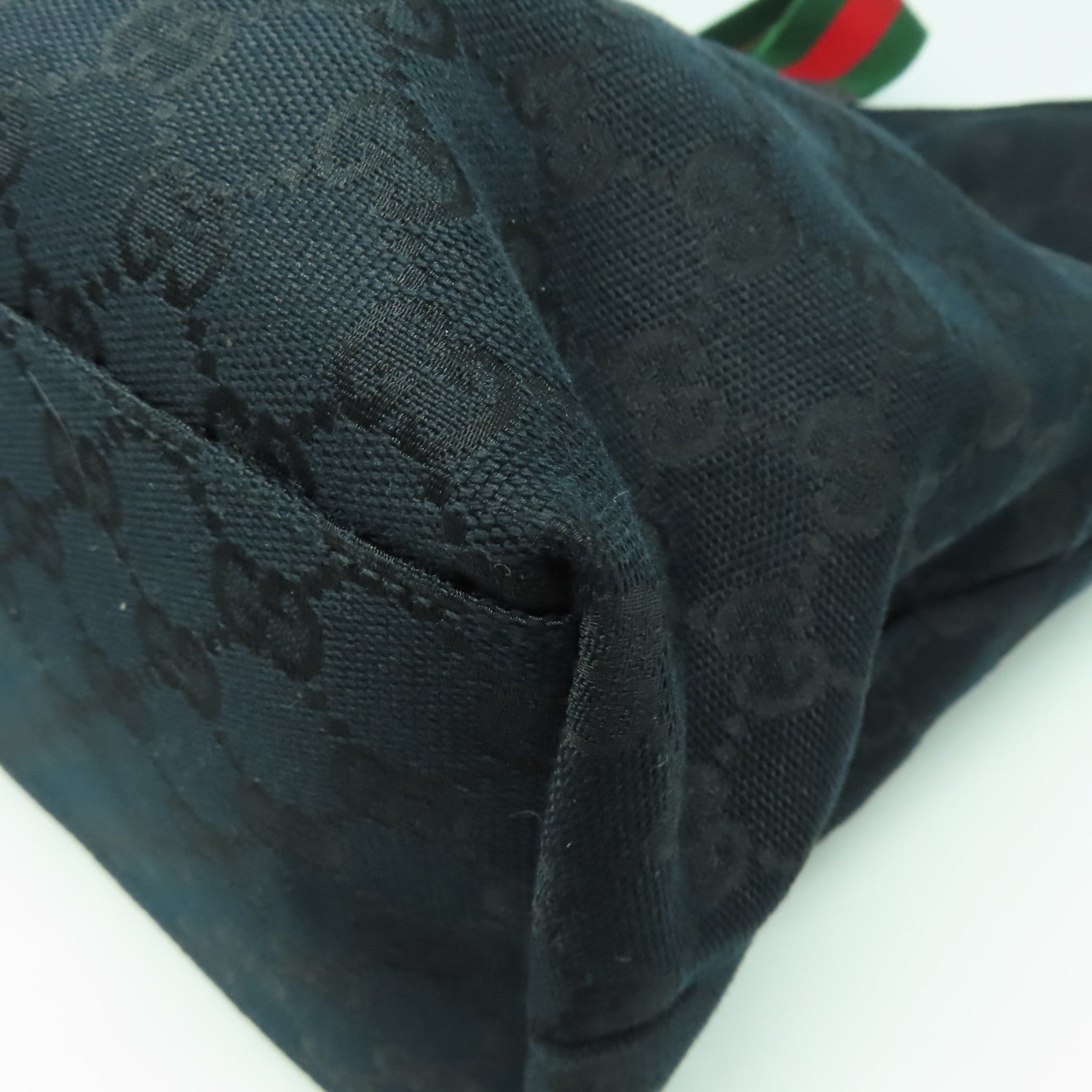 GUCCI GG帆布Tote Bag銀扣肩背袋黑色