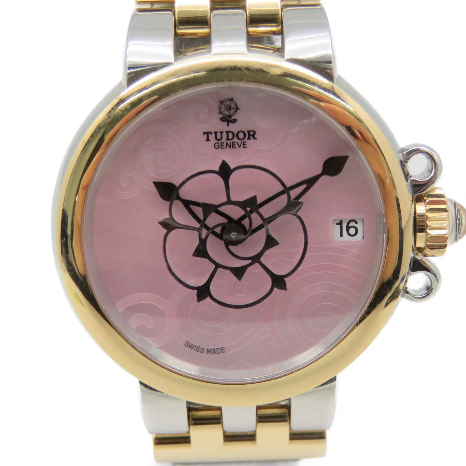 TUDOR CLAIR DE ROSE Watch不鏽鋼/皮革帶自動機芯手錶粉紅色