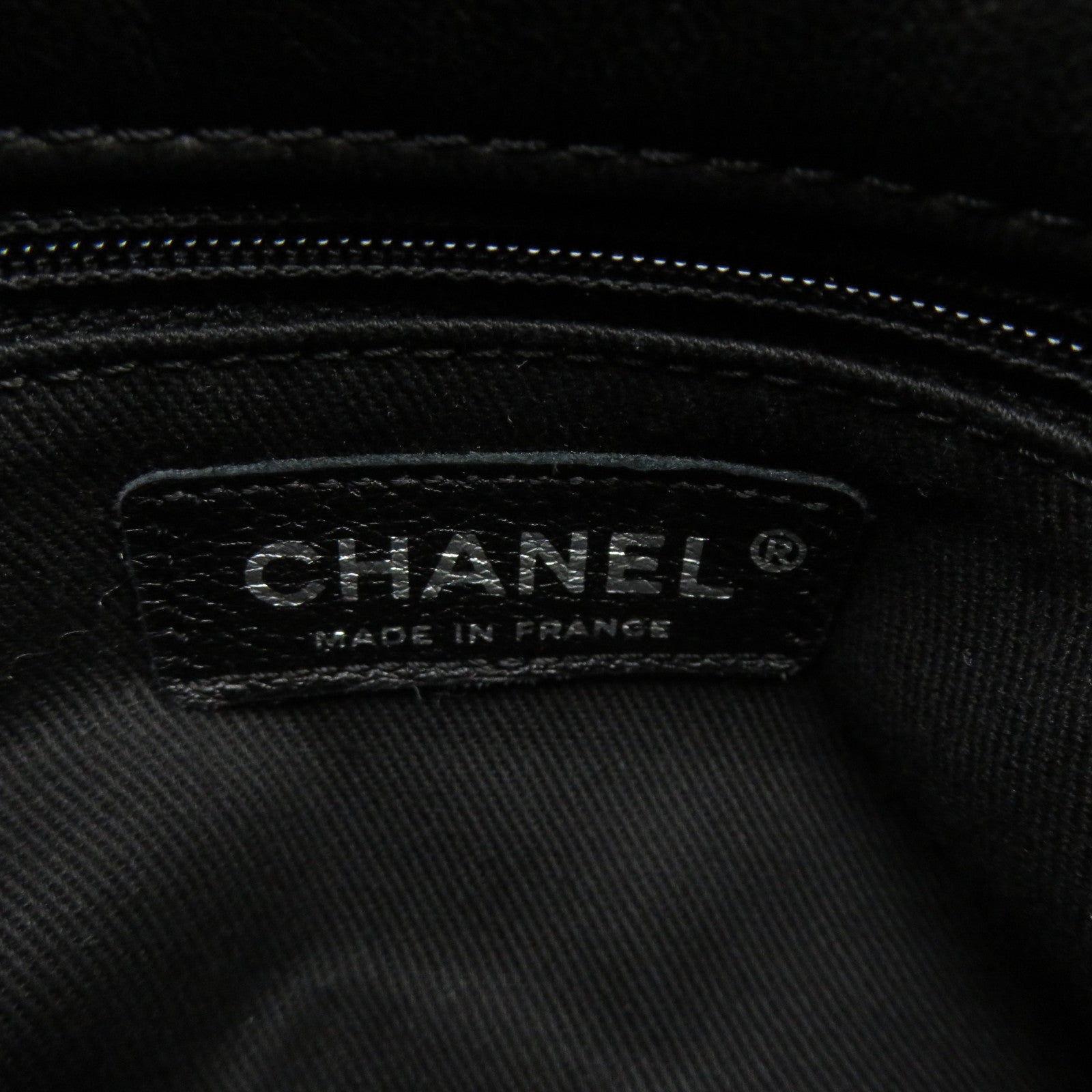 CHANEL 牛皮皮革Shoulder Bag银扣链带肩背袋黑色