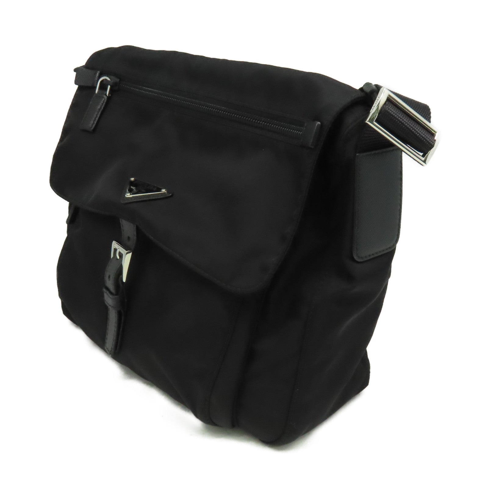 PRADA 尼龍Shoulder Bag銀扣肩背袋黑色
